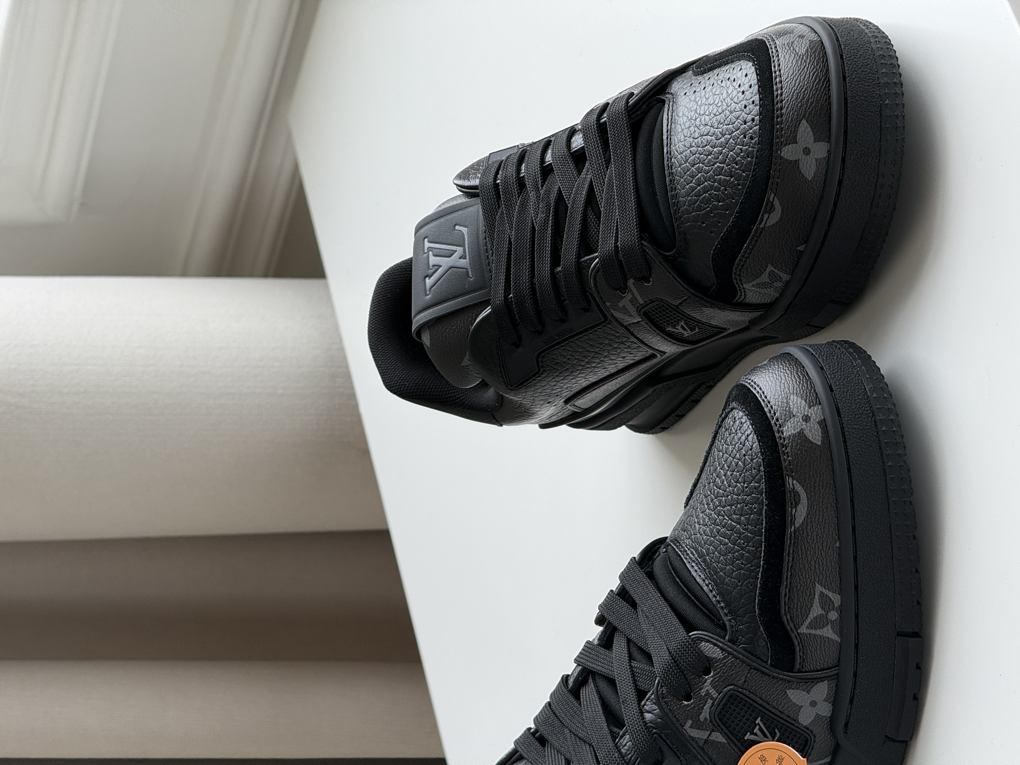 Louis Vuitton Trainer All Black Monogram Low Top Sneaker