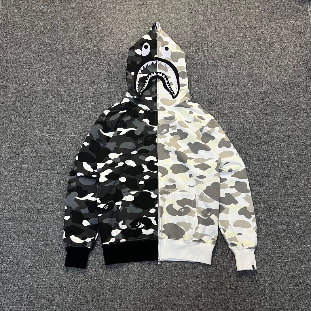 1:1 Best Quality White and Black Mix Camo Zipper Hoodie