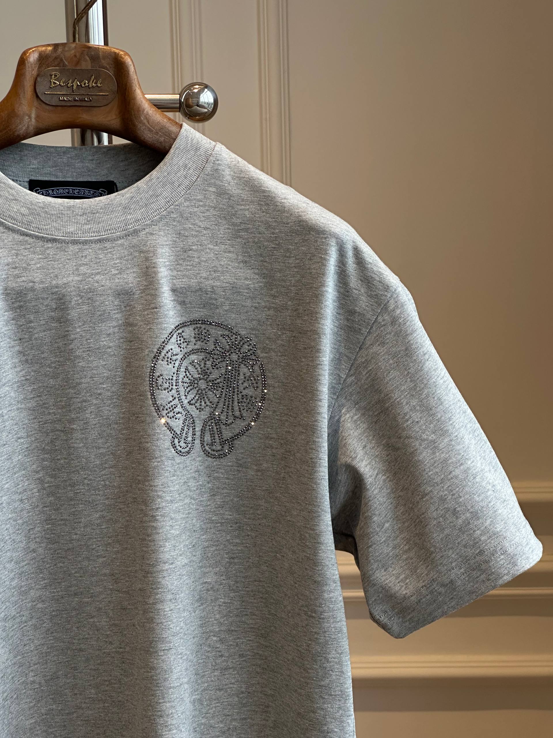 Chrome Hearts Rhinestone Crew Neck T-shirt (Heather Grey)