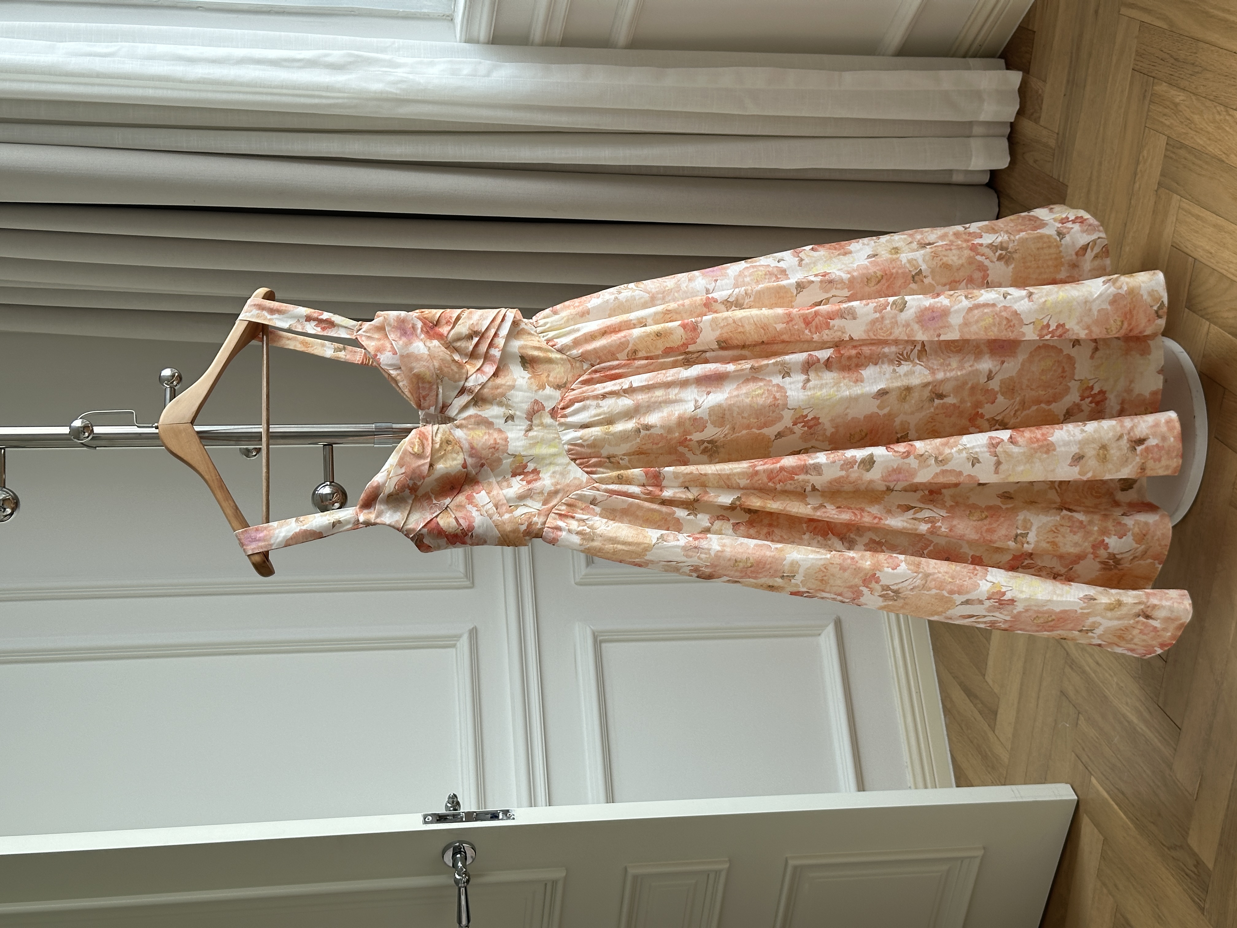 French Oil Painting Floral Waisted Cami Maxi Dress