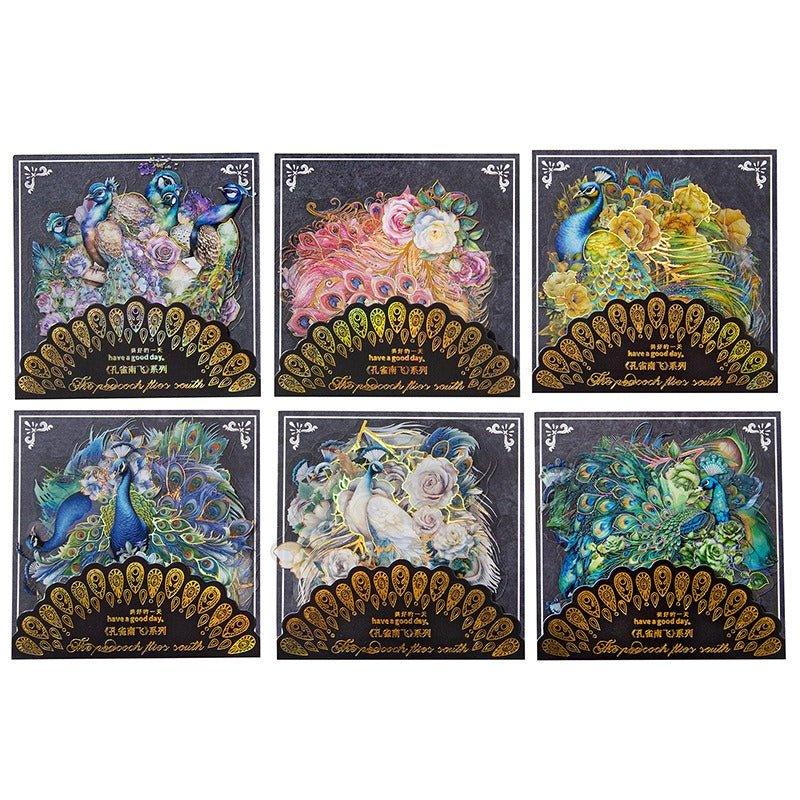 1130 Laser Gold Stickers Peacock Flying South Series