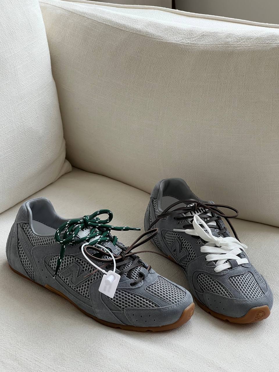 New Balance Grey Suede Mesh Gum Outsole Retro German-style Trainer Sneakers