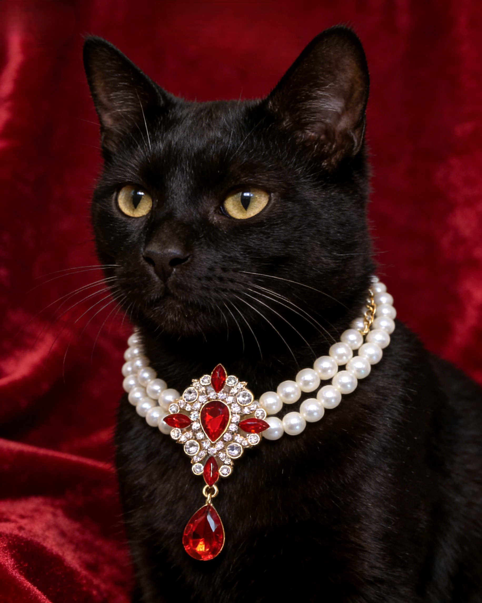Pawsh Royal Double Pearl Crystal Pet Choker, Viral Bling Princess Collar for Dogs & Cats - MAISONKAIRON