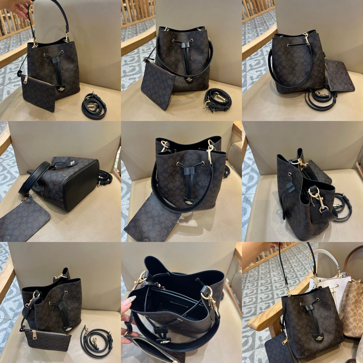 Women Handbag CEL14 CDY21 CBH06 CBH07 CDA92 CEA23 ROWAN BUCKET BAG IN PRETTY SIGNATURE CANVAS