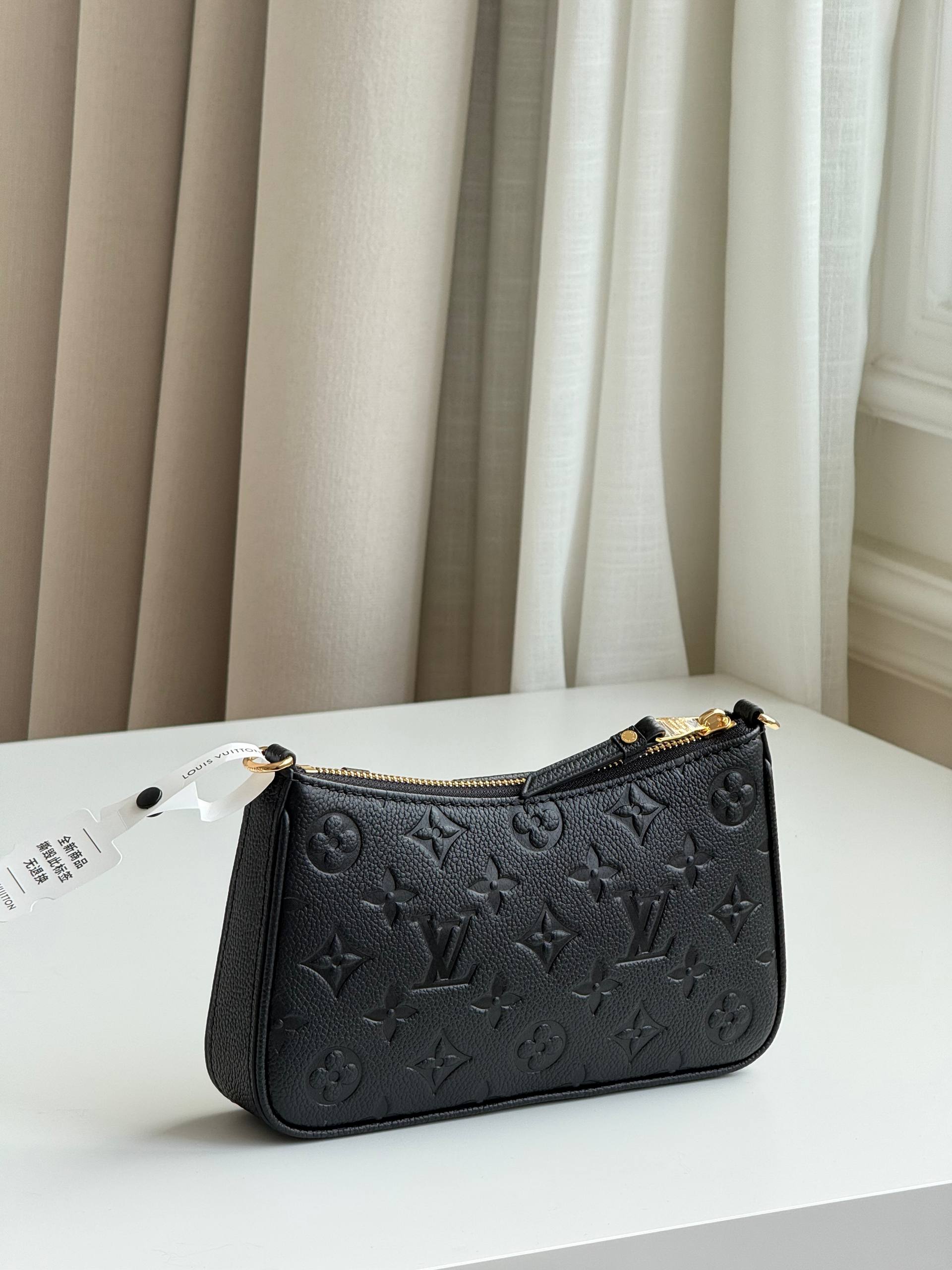 LV Easy Pouch Black Embossed Underarm Bag