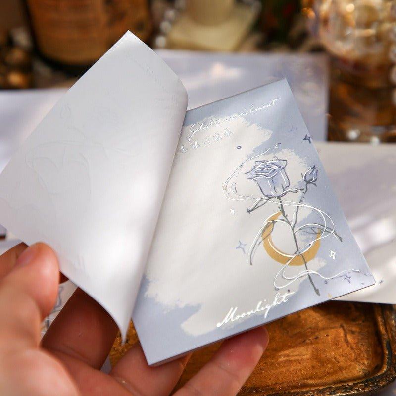 2065 Full-stamped trio of memo pads. The Name of the Rose.