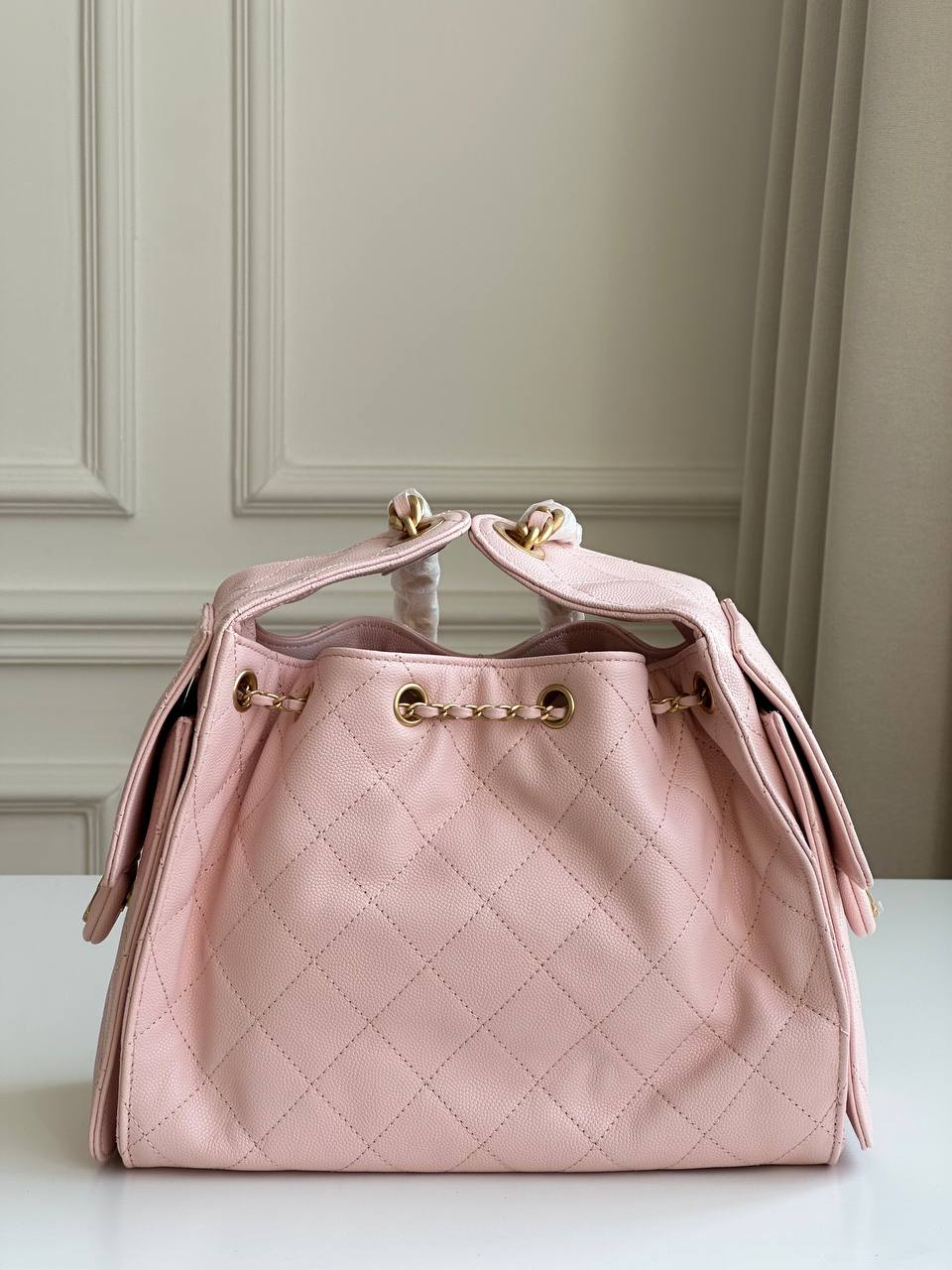 Chanel 25 Quilted Caviar Leather Bucket Tote Bag