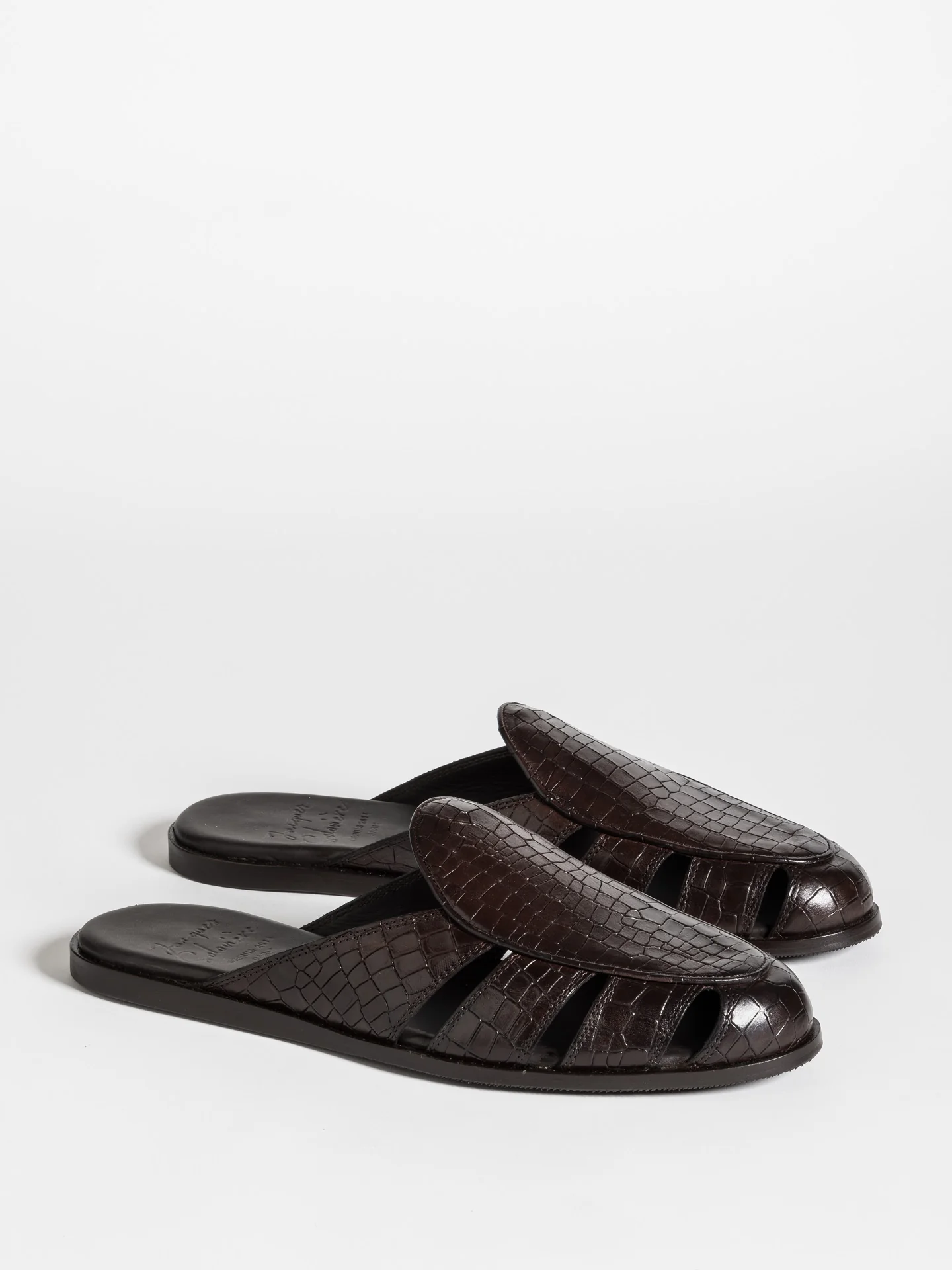 CAPRI MULE PRINTED CALF DARK BROWN