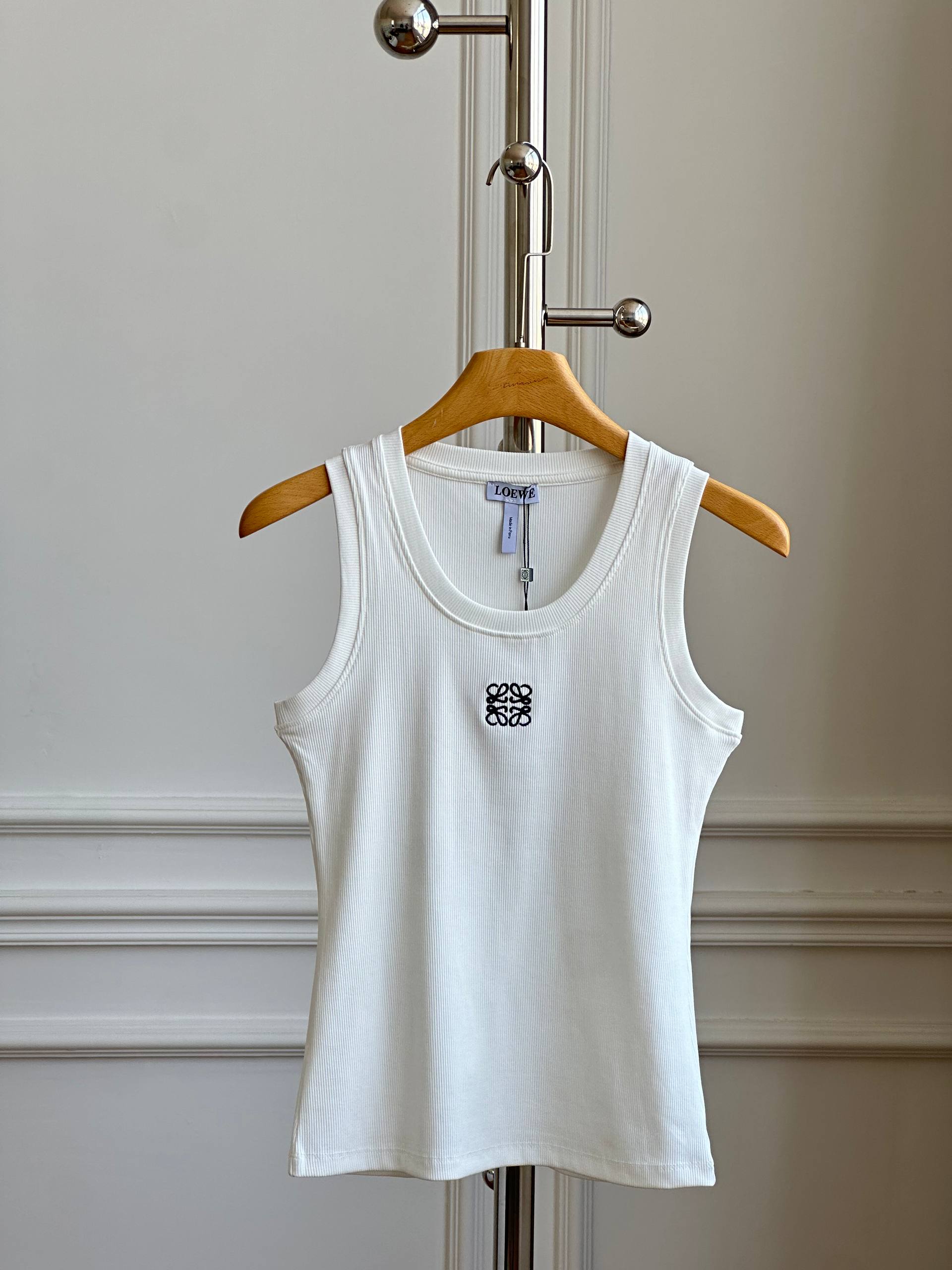 LOEWE Anagram Embroidered Ribbed Tank Top