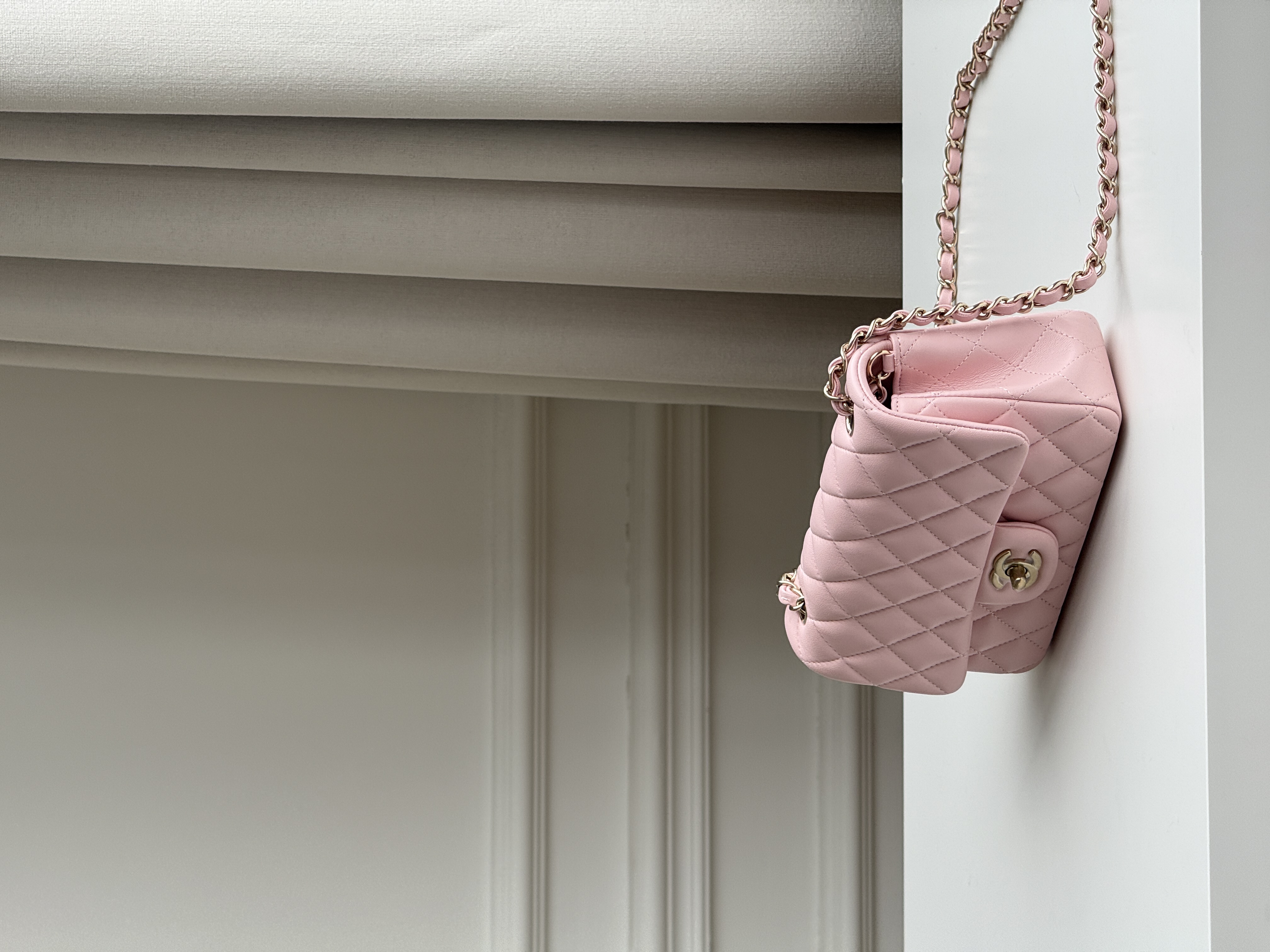 Chanel Sakura Pink Caviar Leather Classic Flap Silver CC Chain Bag