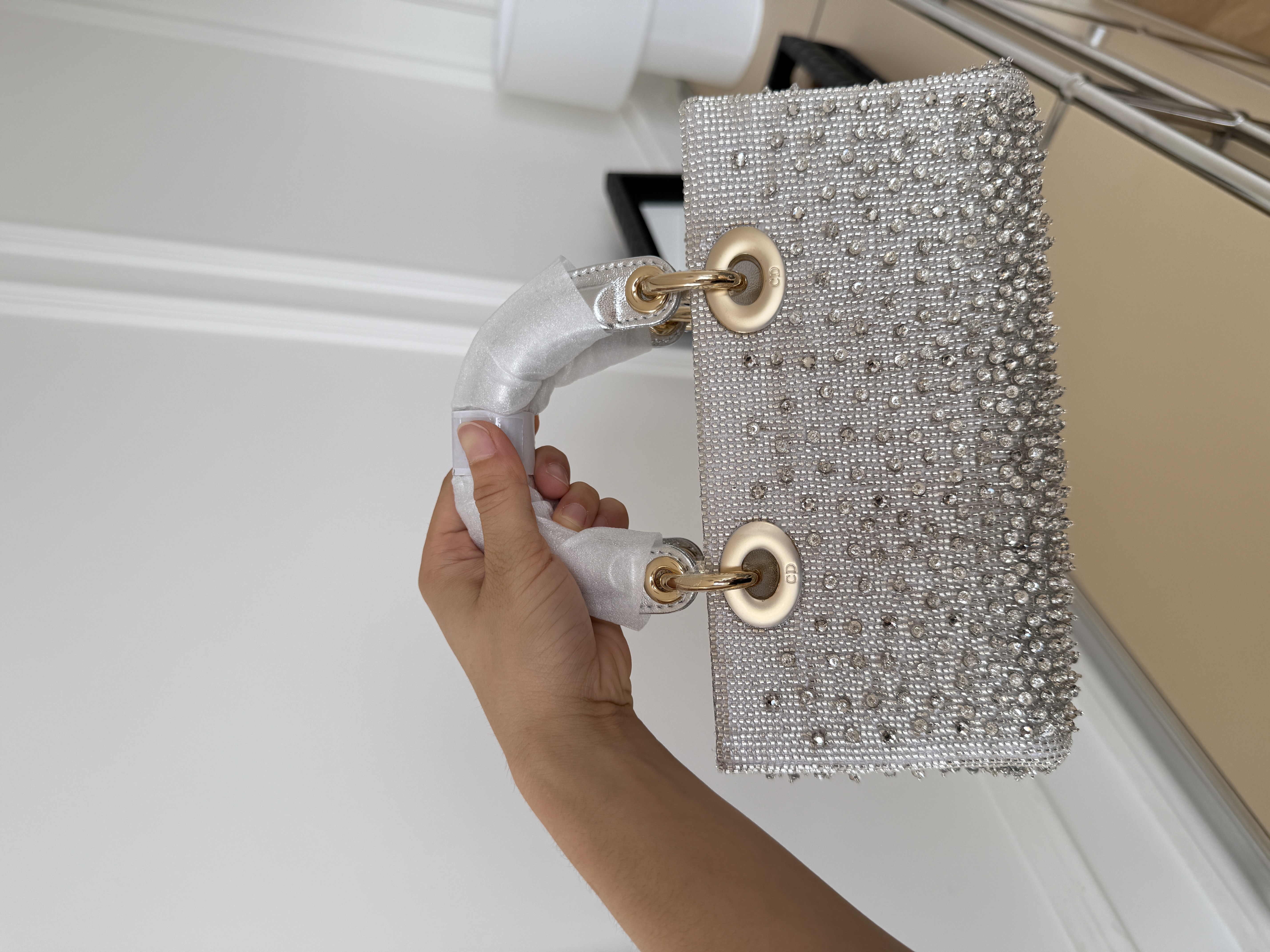 Dior Mini Lady Dior Handbag With Full Crystal Embellishment