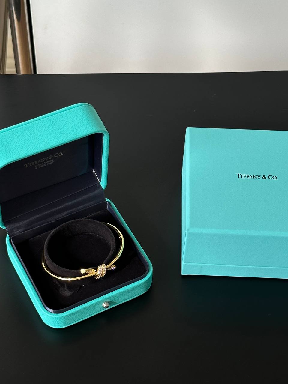 Tiffany & Co. Tiffany Knot 18K Yellow Gold Double Row Diamond Bangle
