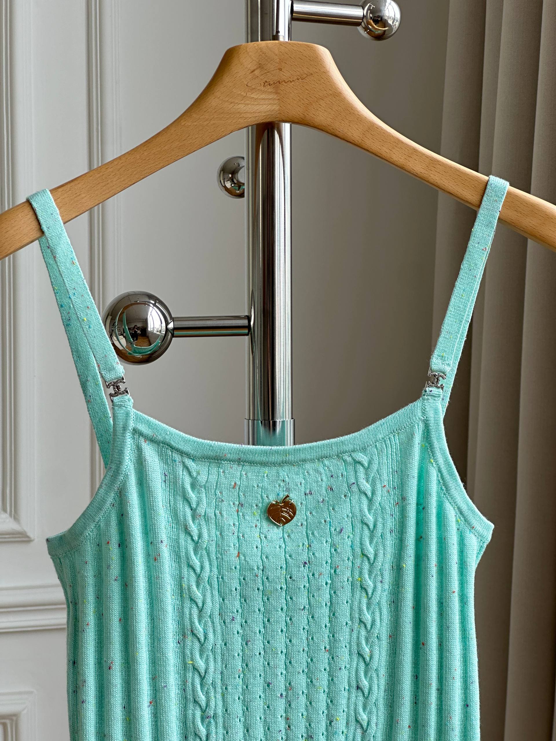 Miu Miu Speckled Cable Knit Adjustable Strap Cami Top
