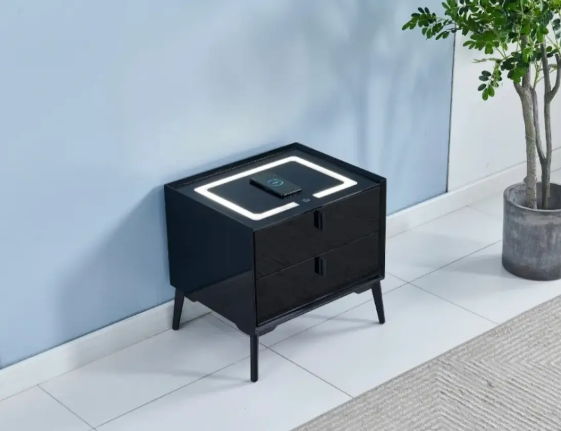 Table de chevet avec LED et Chargeur Induction SMARTLIGHT - 50 x 40 cm