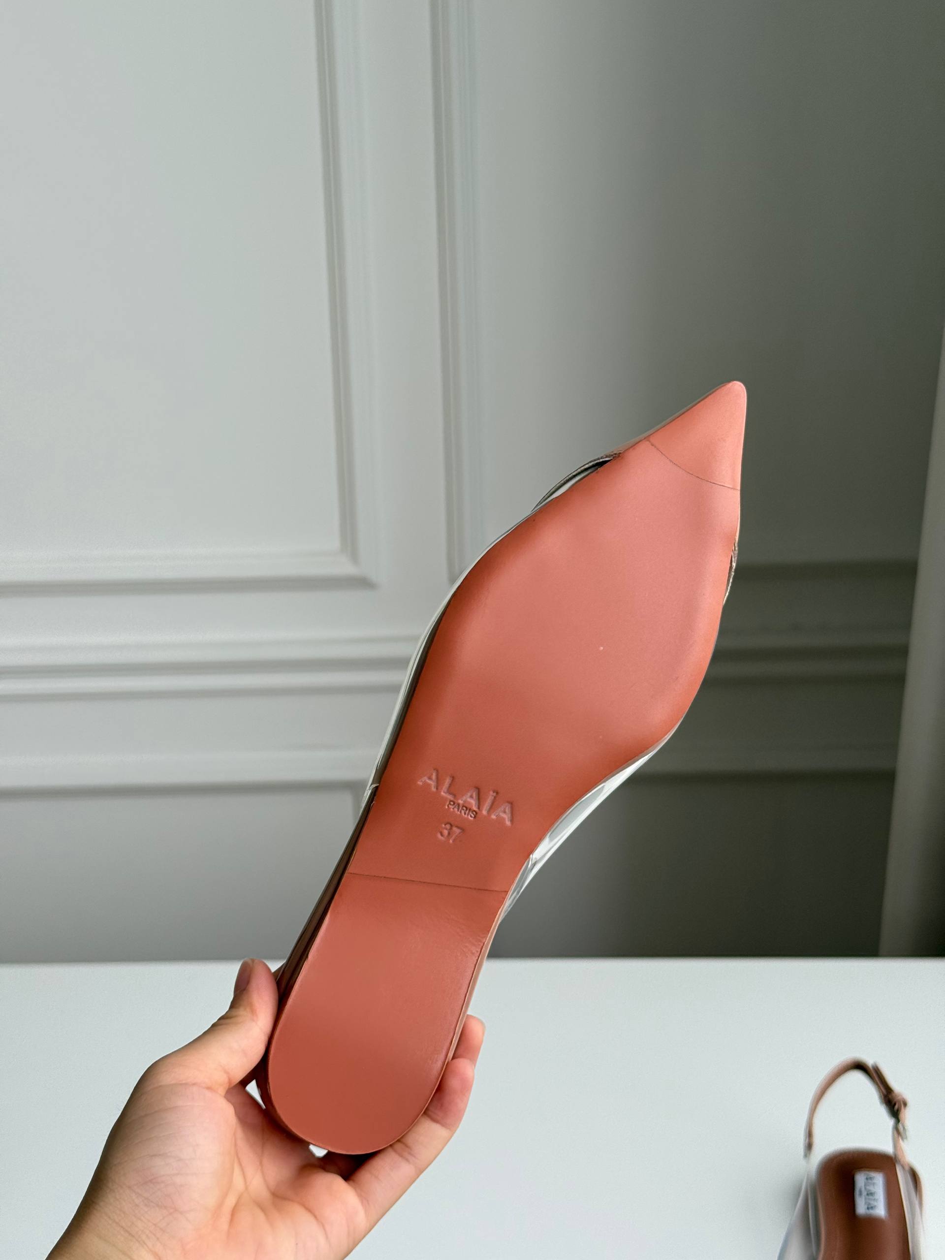 ALAÏA Heart Patent Leather PVC Slingback Flats