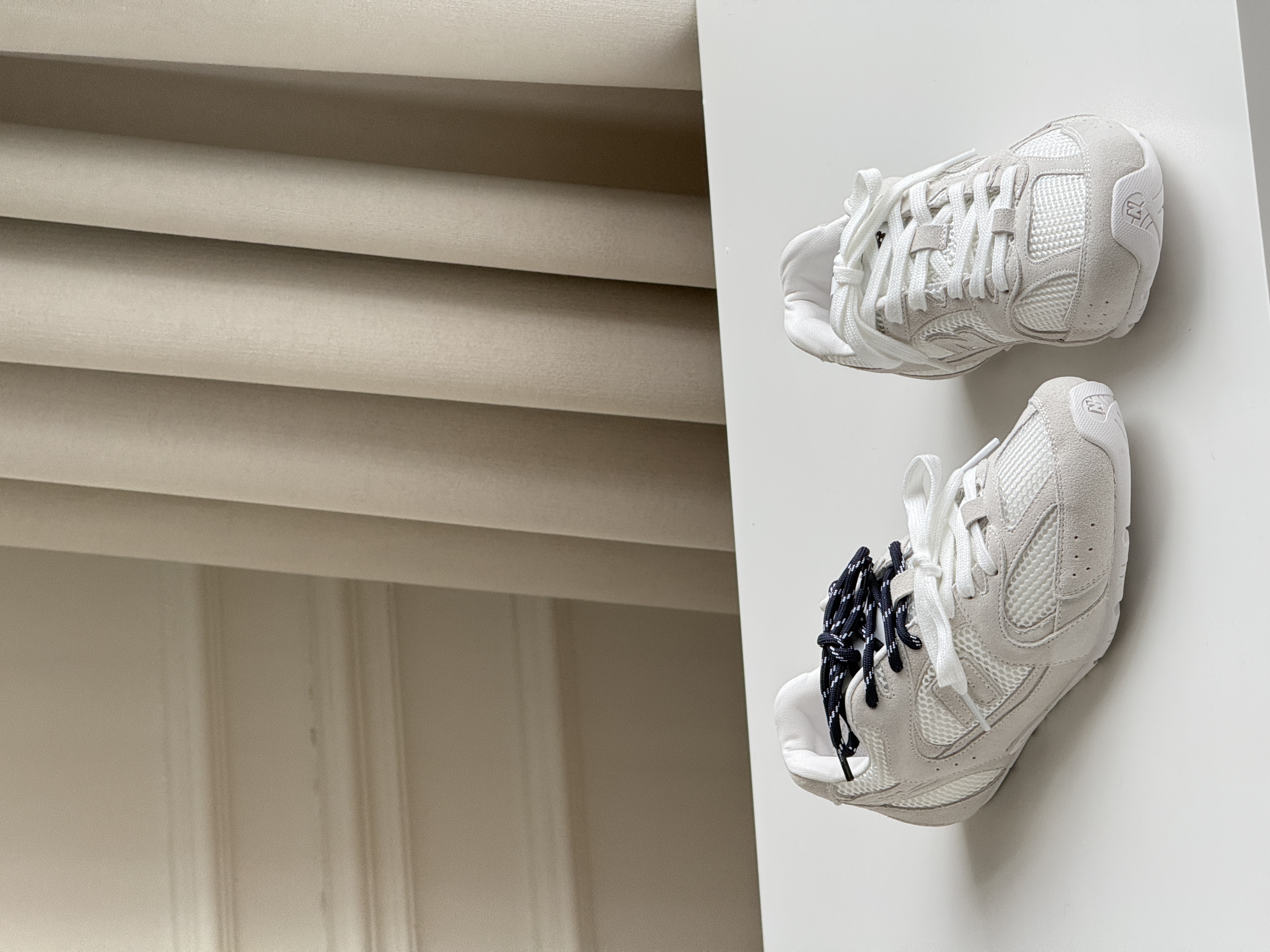 New Balance Off-White Grey Mesh Retro Low Top Running Sneakers