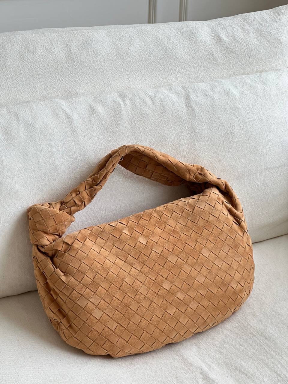 Bottega Veneta Caramel Suede Intrecciato Jumbo Hobo Tote Bag
