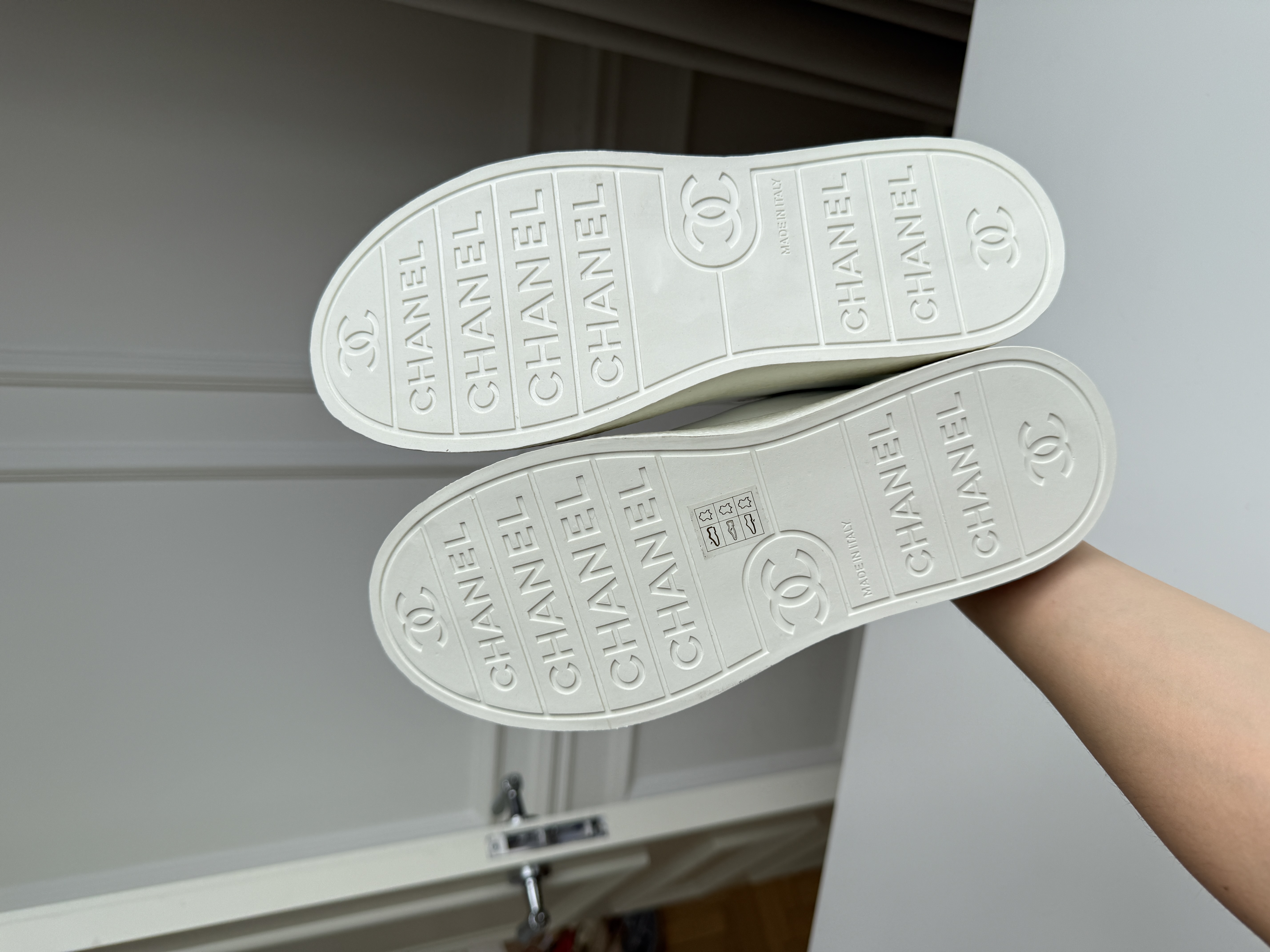 Chanel Thick-Soled Cookie White Sneakers