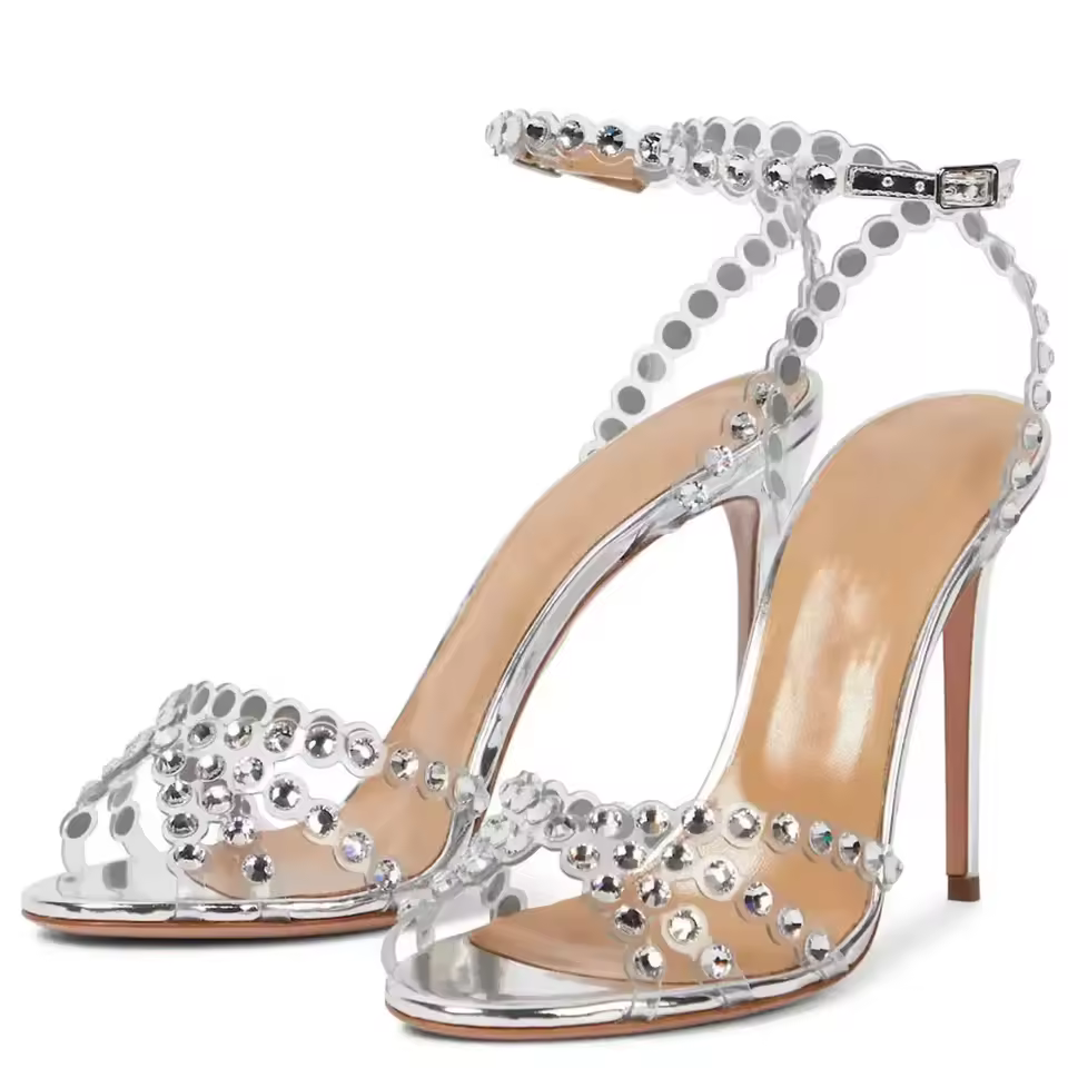 Pvc Transparent Rhinestone High Heels