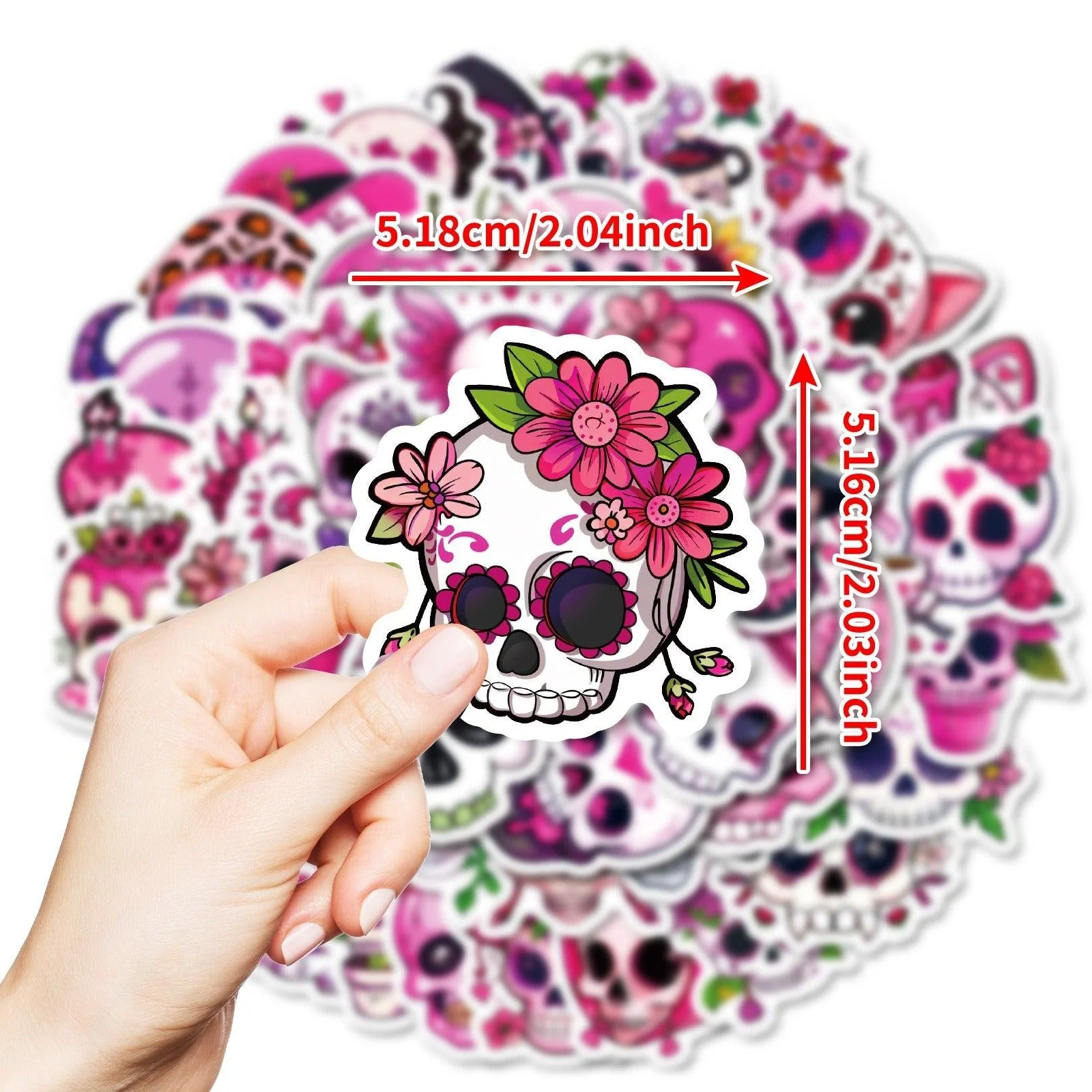 1212 50 Pink Skeletons Girls Heart Romantic Halloween