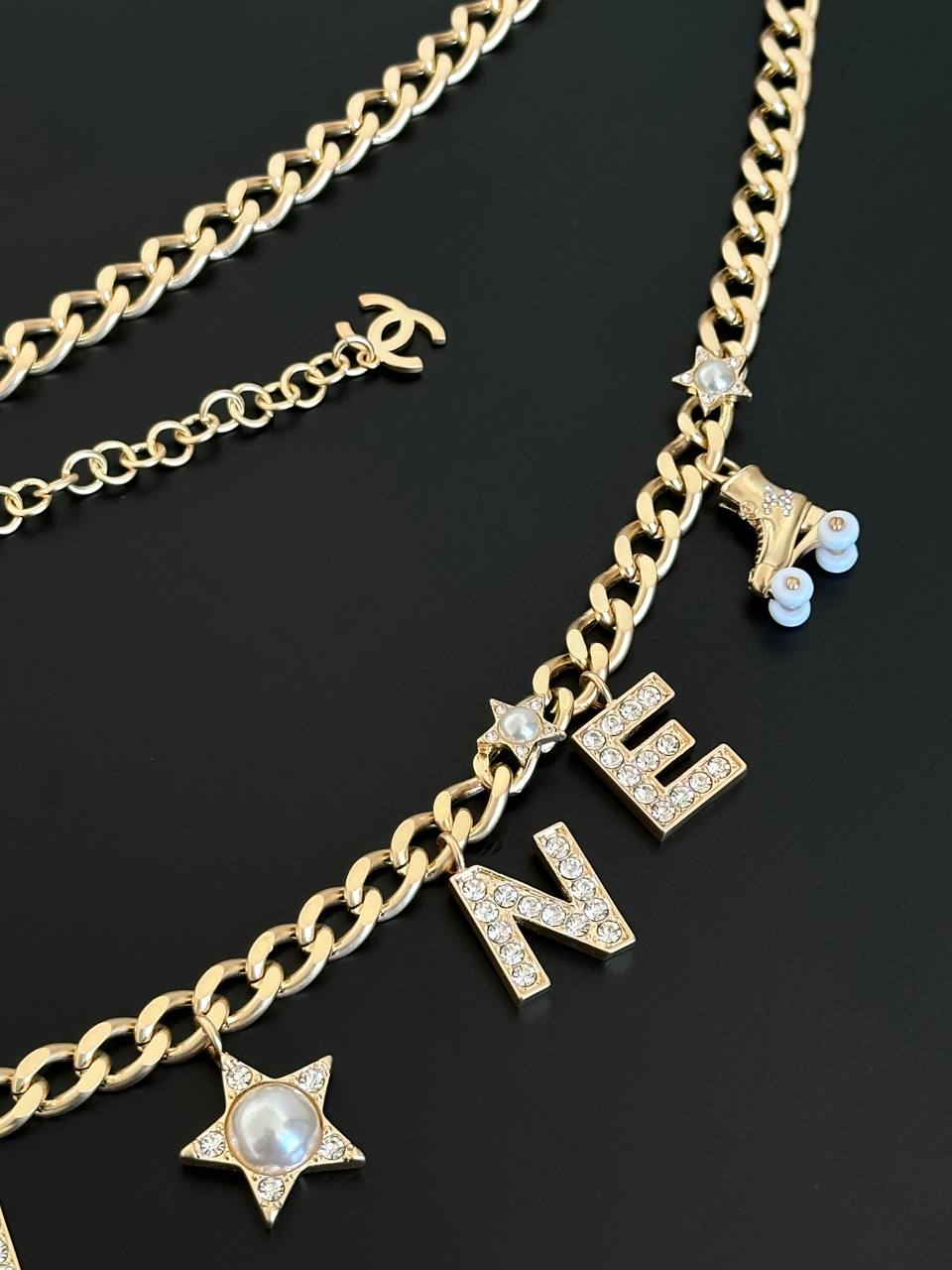 CHANEL 24C Roller Skate & Letter Charm Necklace/Belt Chain