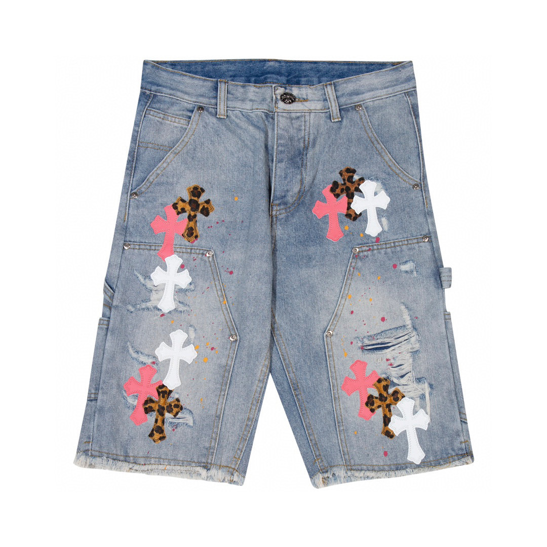 Chrome Heart Denim Shorts with cross logo