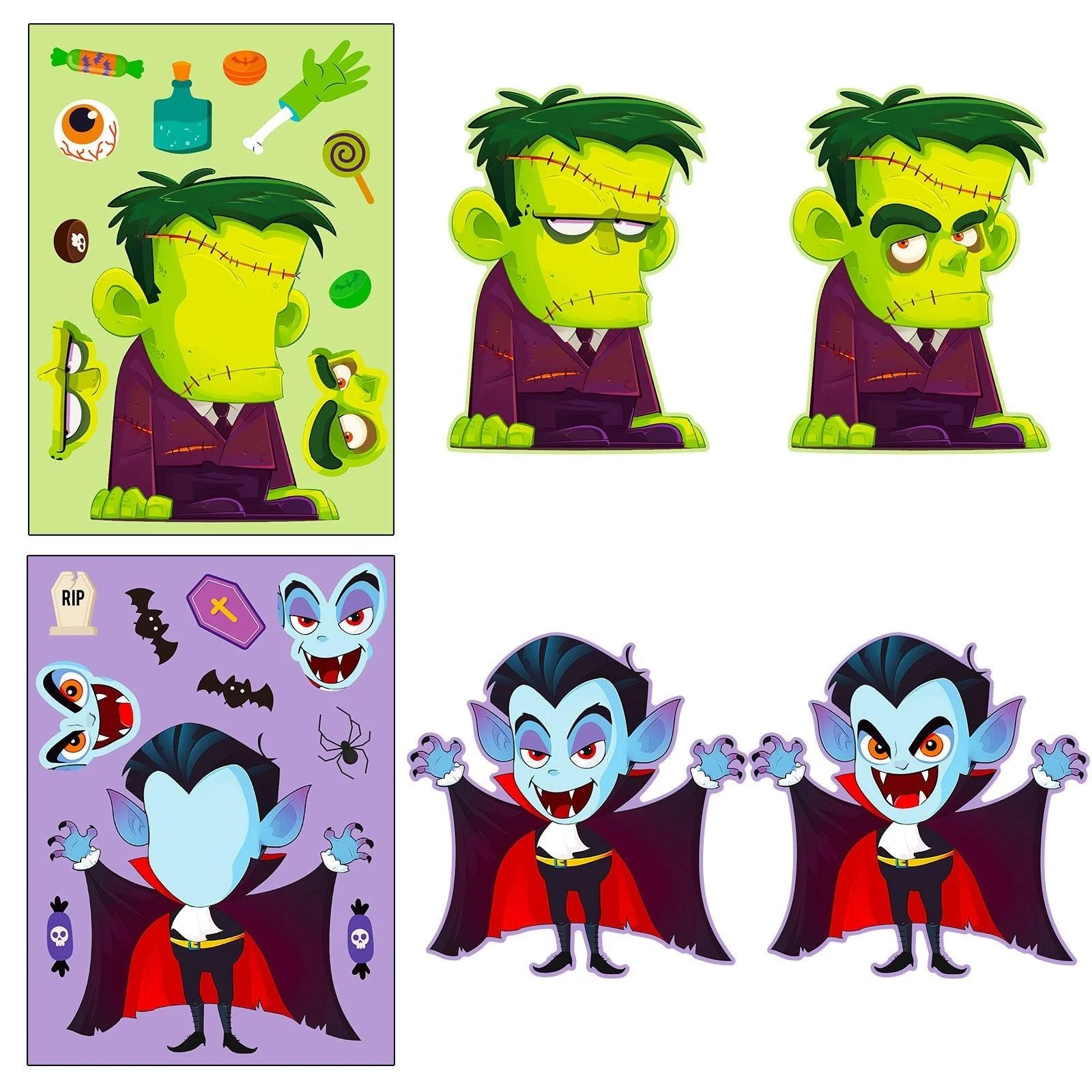 1204 6 pcs Vampire Pumpkin Creative Halloween Puzzle Stickers