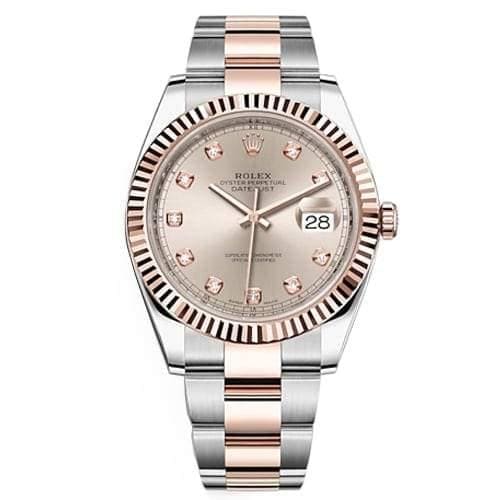 Rolex Oyster Perpetual Datejust 41 Watch, Two-tone Oyster bracelet, Sundust dial set with diamonds,【1:1 Replica】