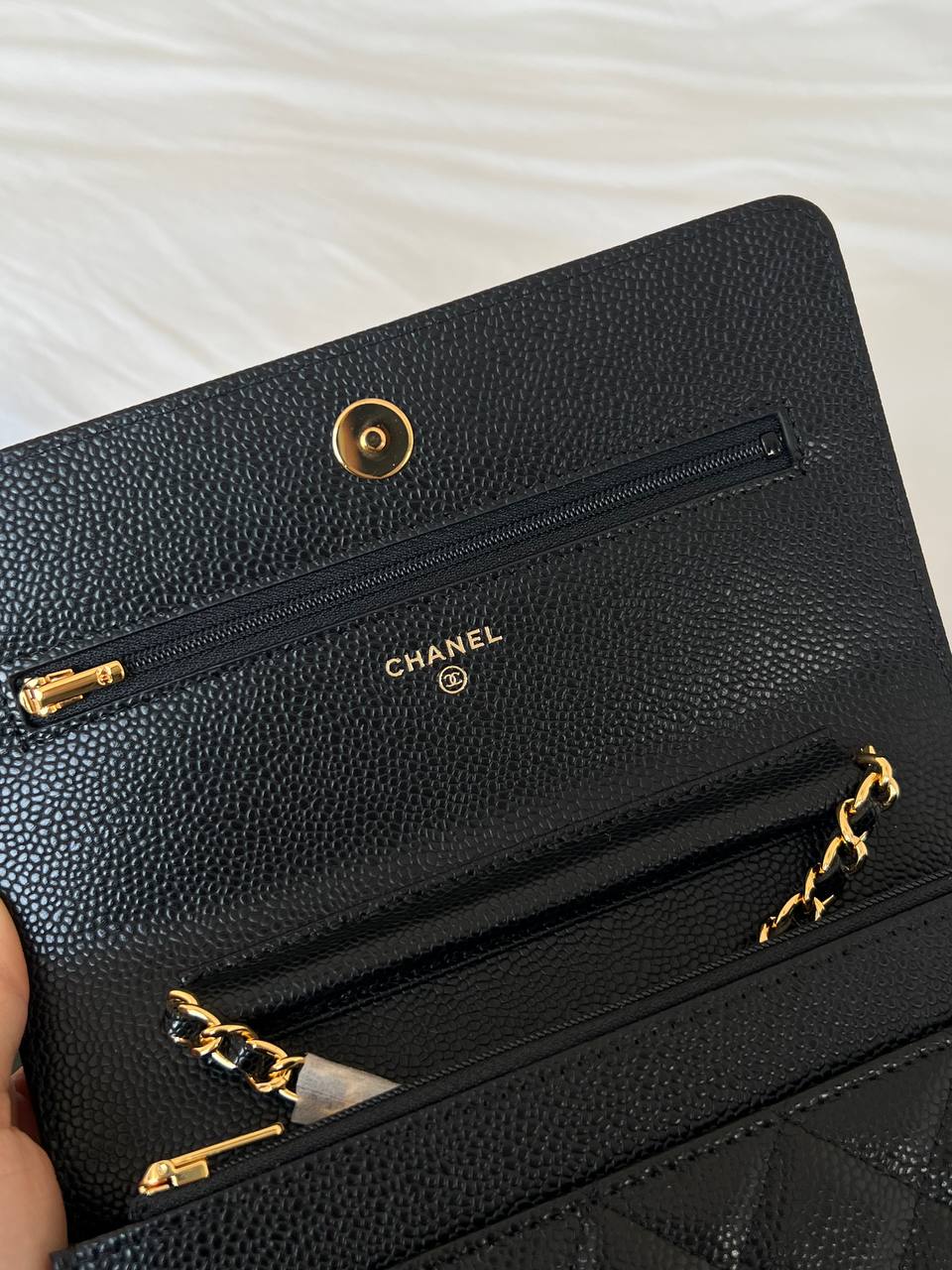 CHANEL Classic Quilted Caviar Leather Wallet On Chain (WOC)