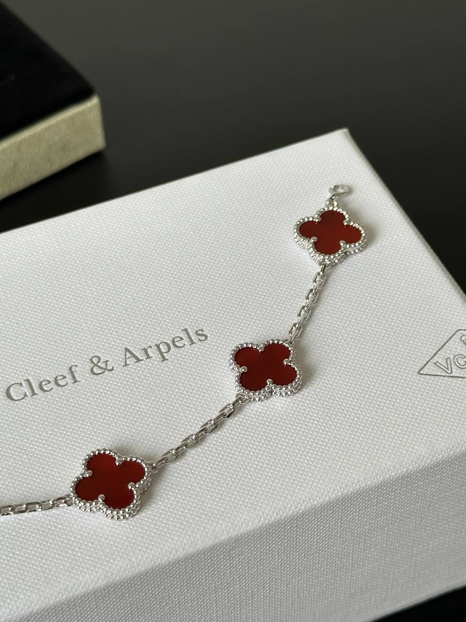 Van Cleef & Arpels Vintage Alhambra Carnelian 5 Motifs Bracelet