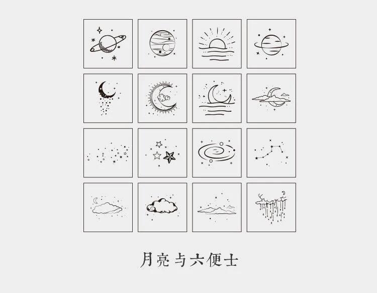 7006  Wooden Stamp Set Moon and Sixpence Collection