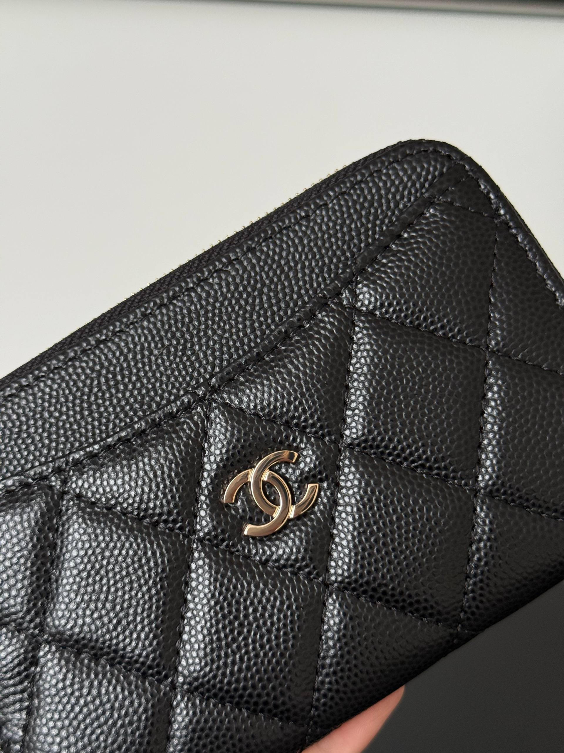 Chanel Caviar Quilted Zip Around Card Coin Purse