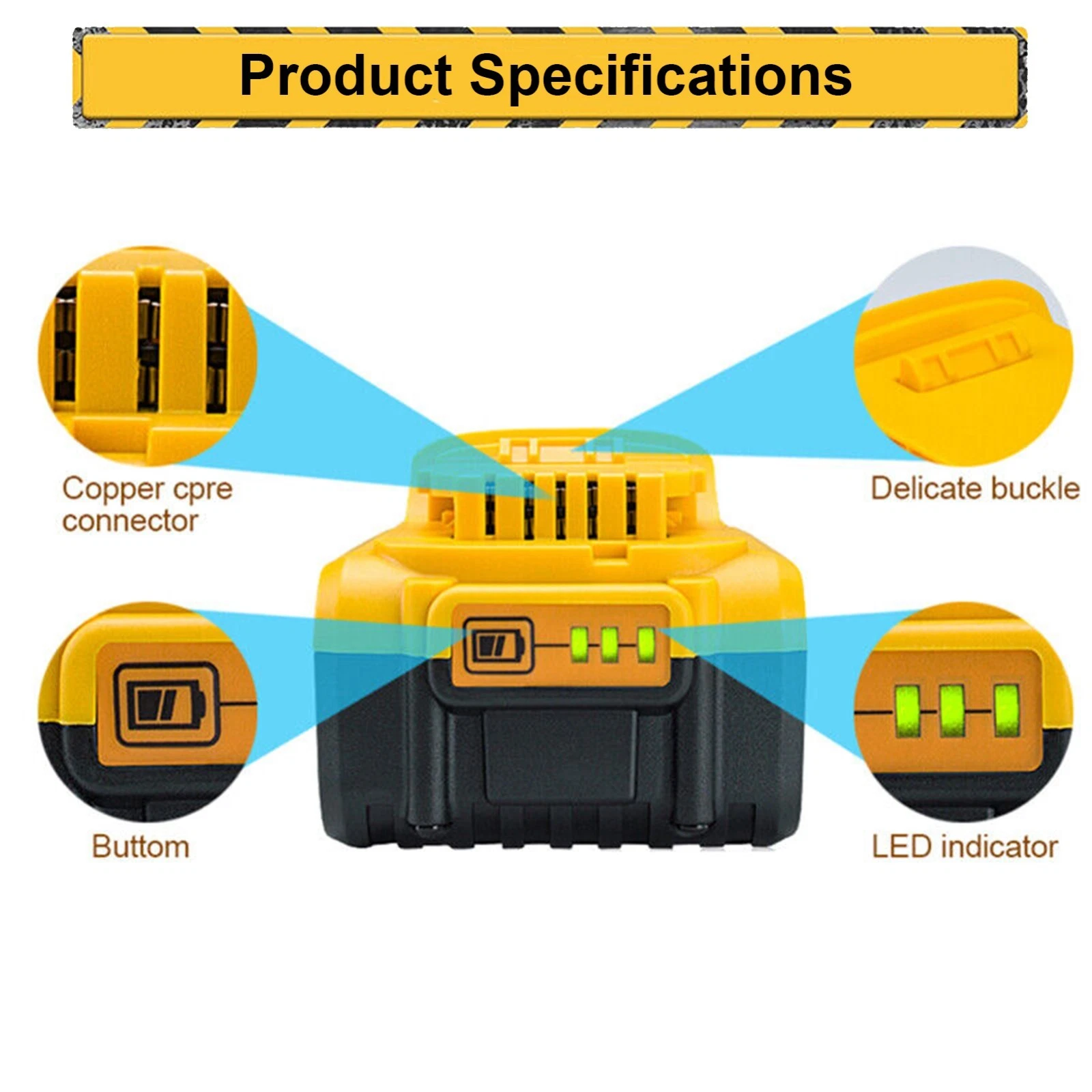 4 pieces suitable for DeWalt 20V 20V Max XR 8 AH lithium-ion battery pack DCB206-2 DCB205-2