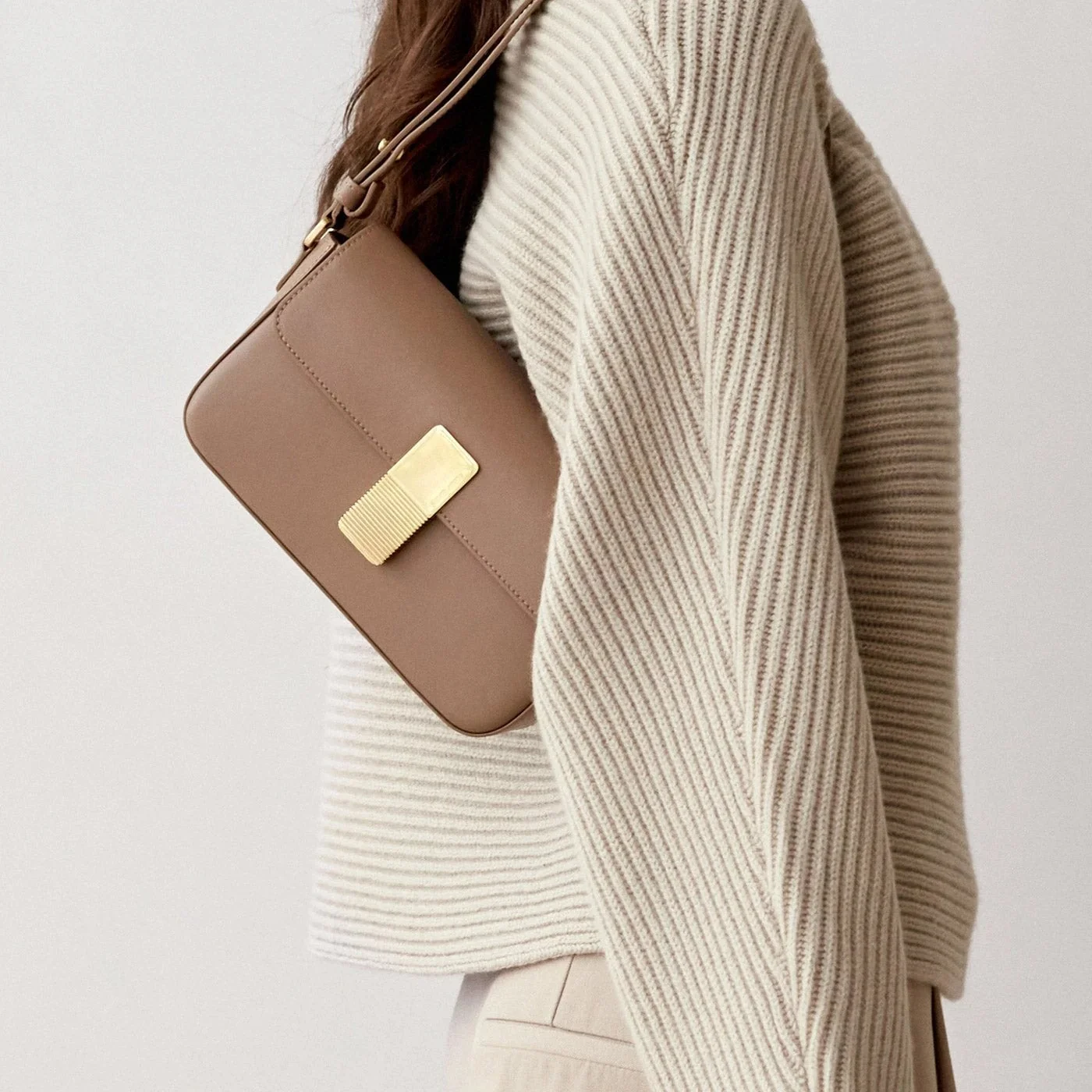 Monceau Baguette - Cuir Box Taupe