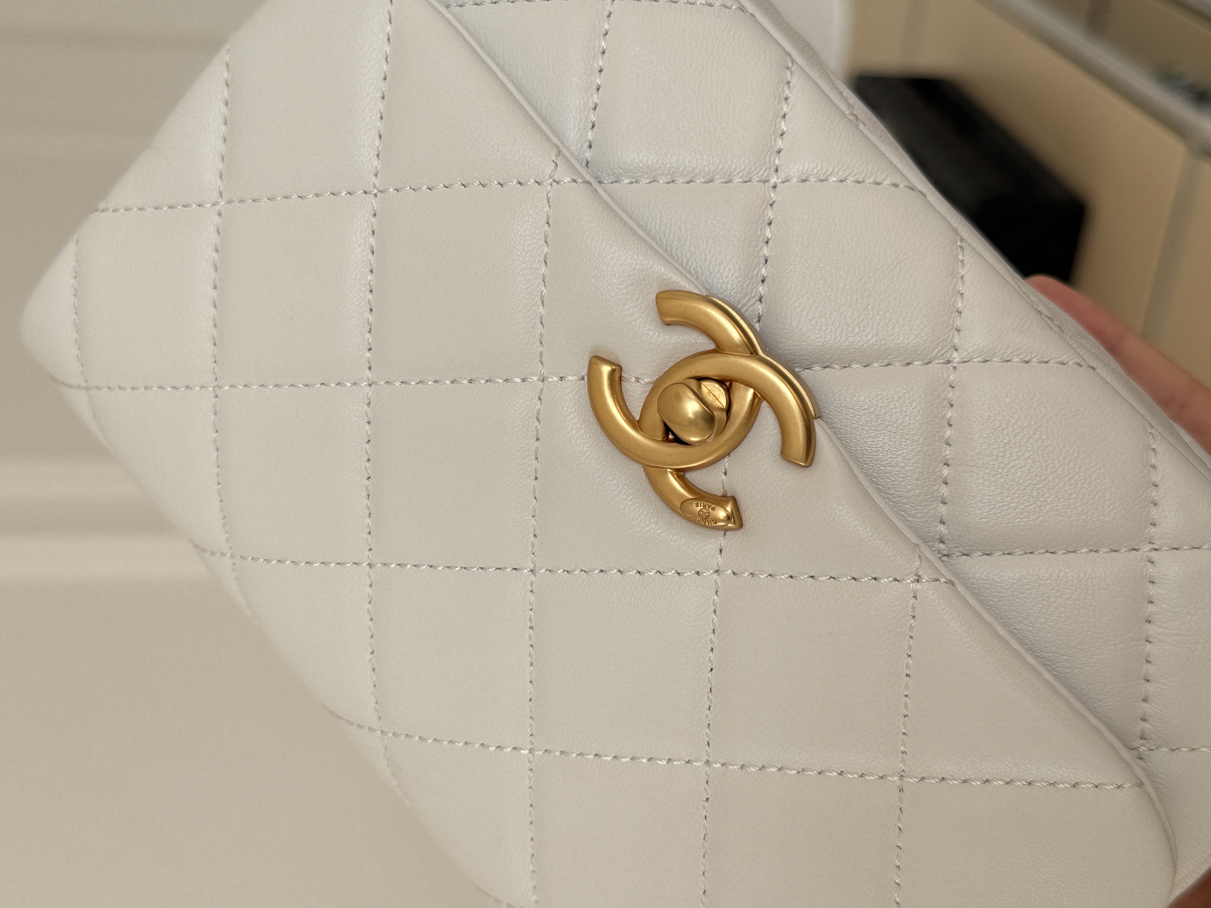 Chanel Mini Classic Flap Quilted Lambskin Pearl Interwoven Chain Bag