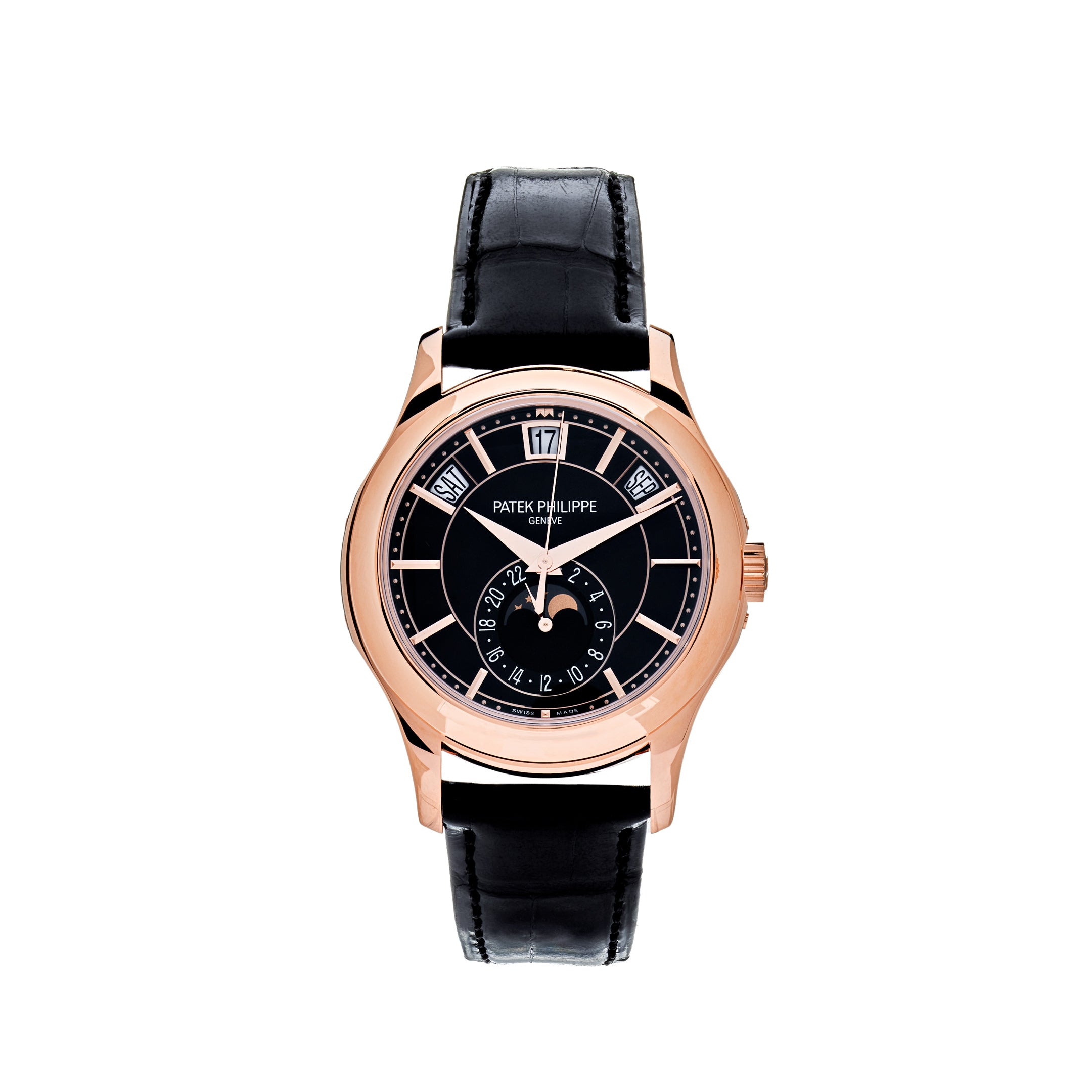 Patek Philippe Annual Calendar Complications Rose Gold Black Dial 5205R-010【1:1 Replica】