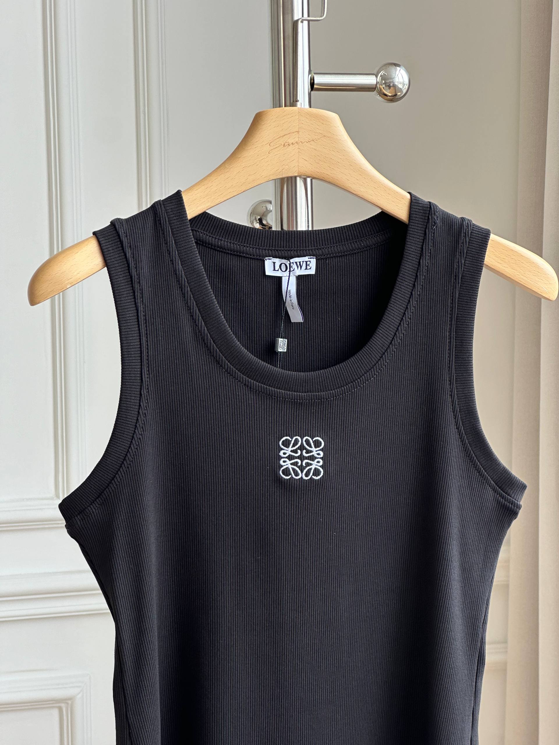 LOEWE Anagram Embroidered Ribbed Tank Top