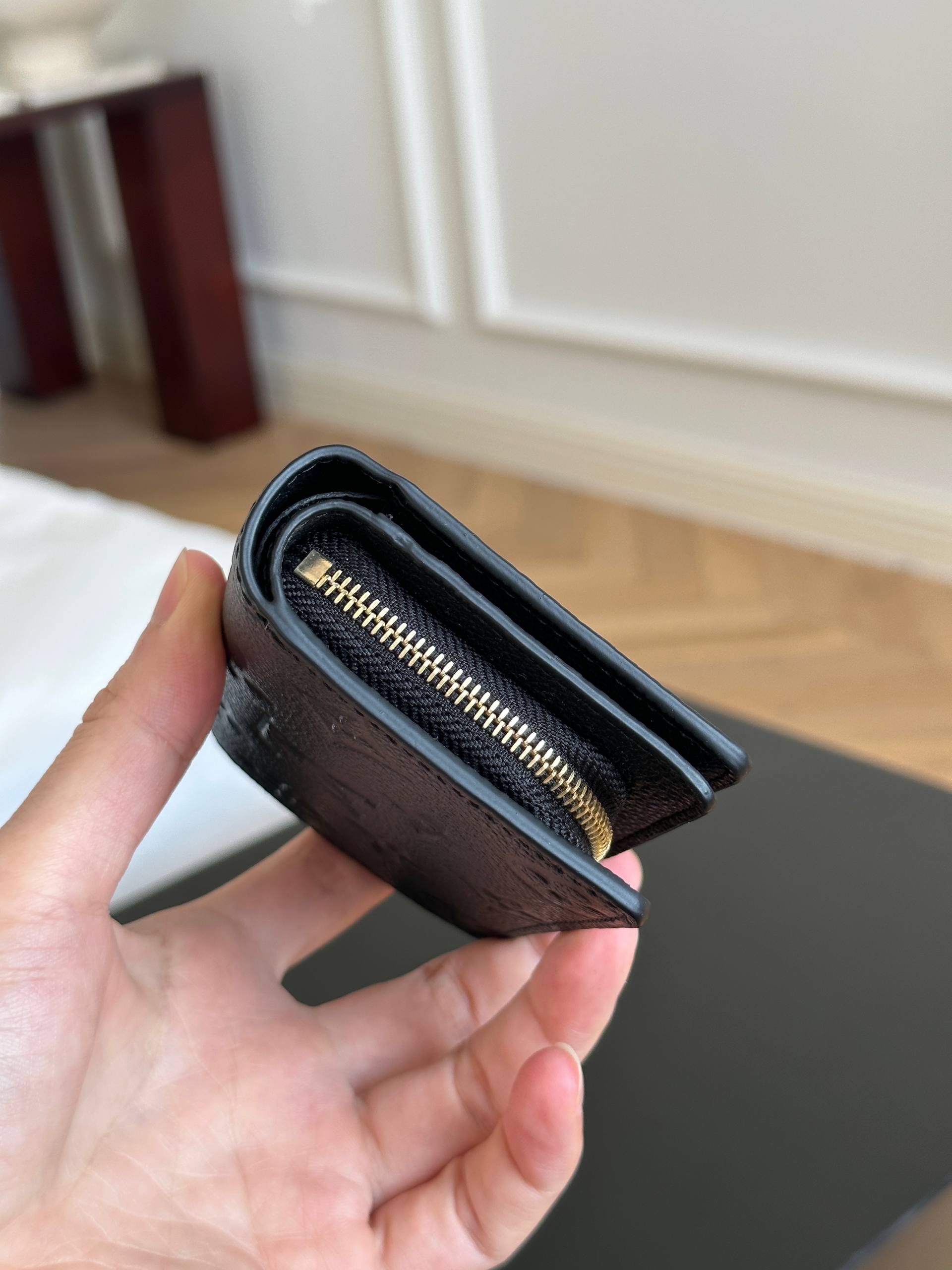 Louis Vuitton Black Monogram Embossed Grain Leather Compact Wallet