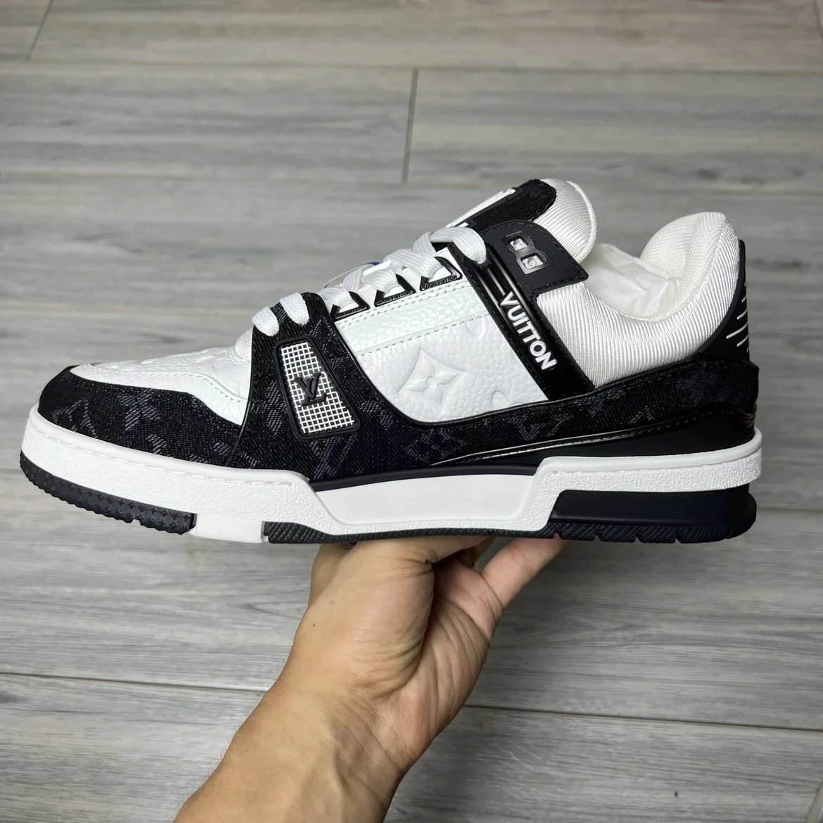 LV Trainer jeans and Leather Panda Color