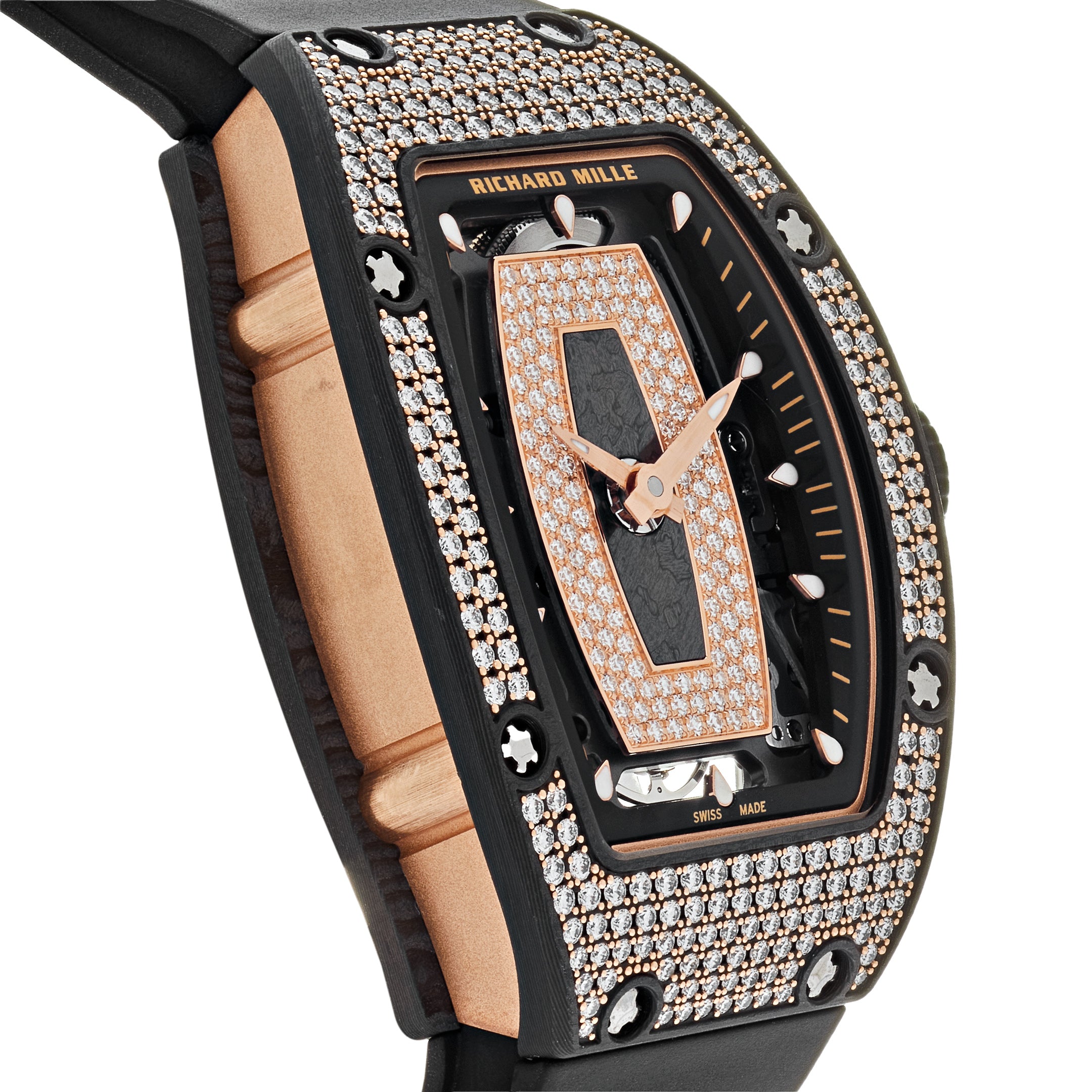 Richard Mille Rose Gold Carbon TPT Diamond Set RM07-01【1:1 Replica】