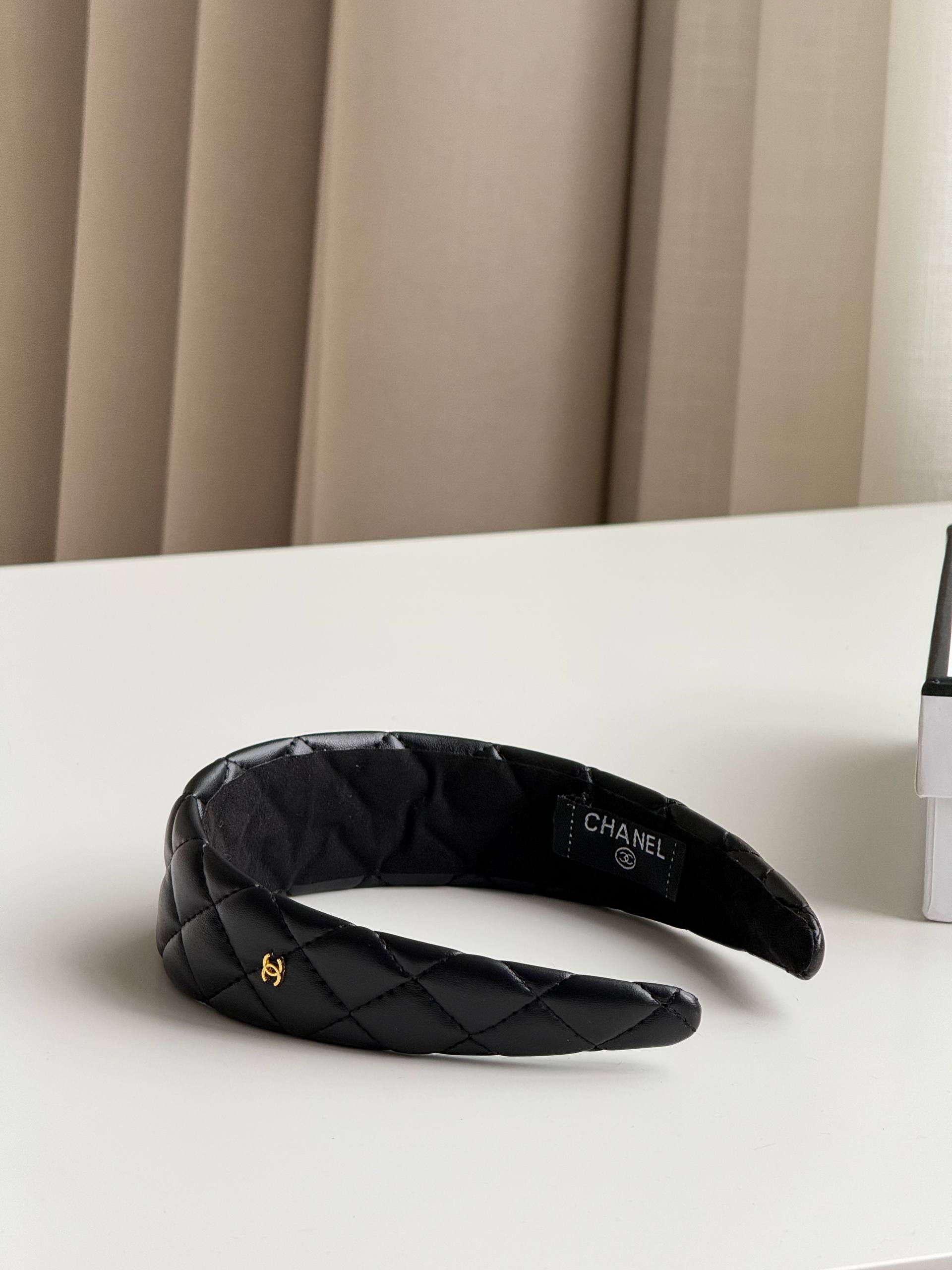 Chanel Quilted Lambskin CC Logo Headband