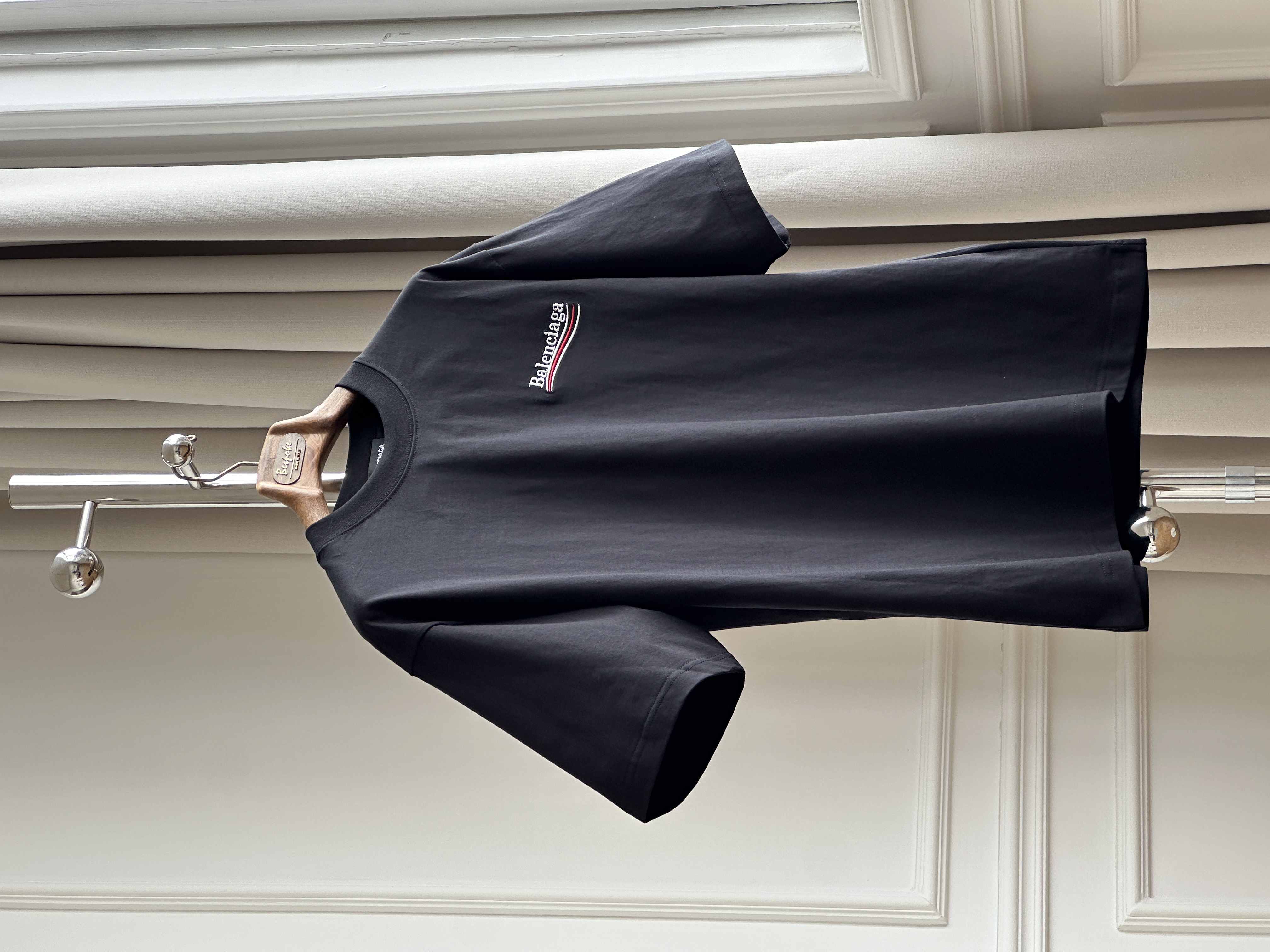 Balenciaga Black Embroidery Logo Oversized Short Sleeve T-shirt