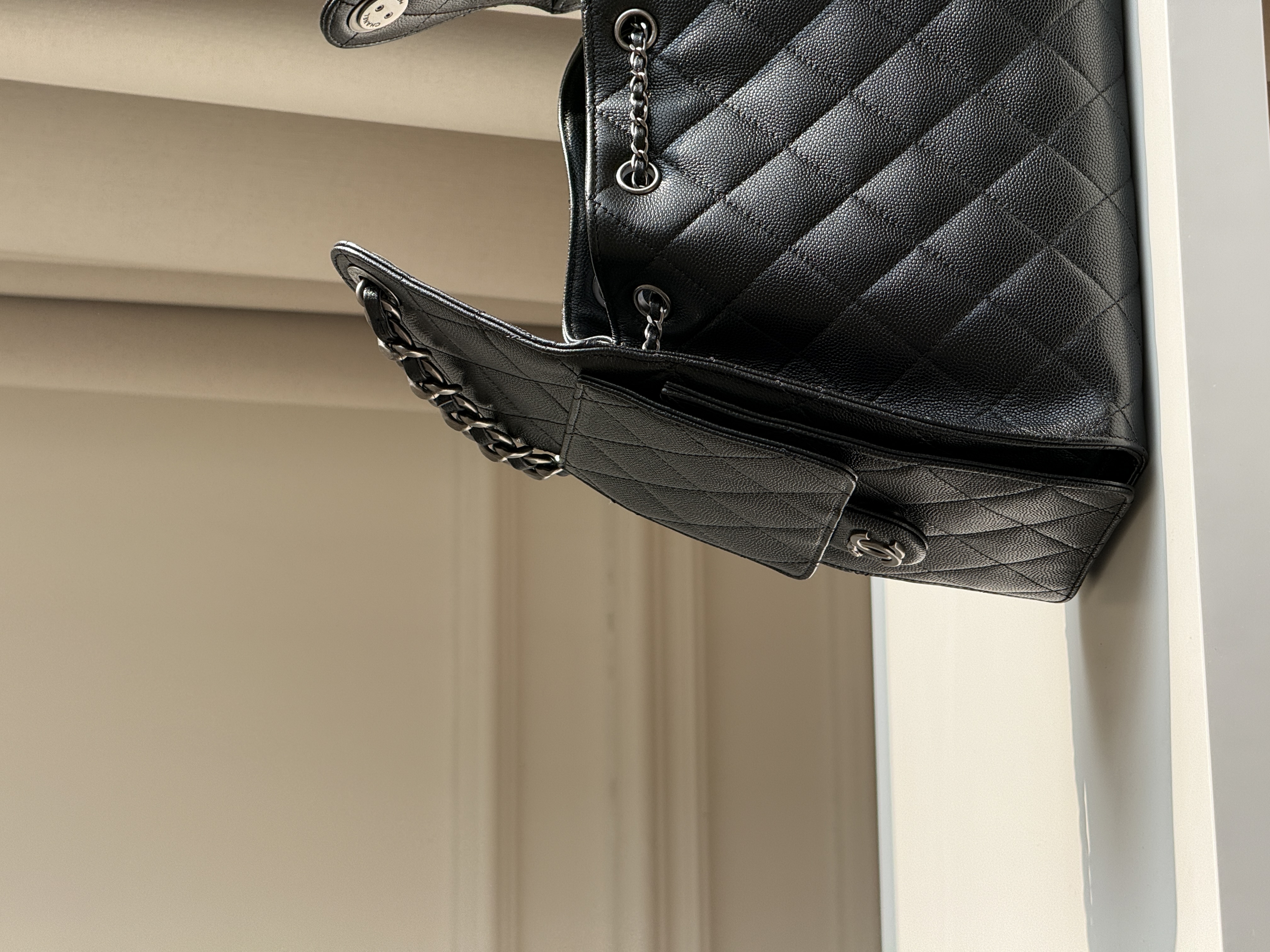 Chanel Caviar Quilted Drawstring Chain Bucket Backpack