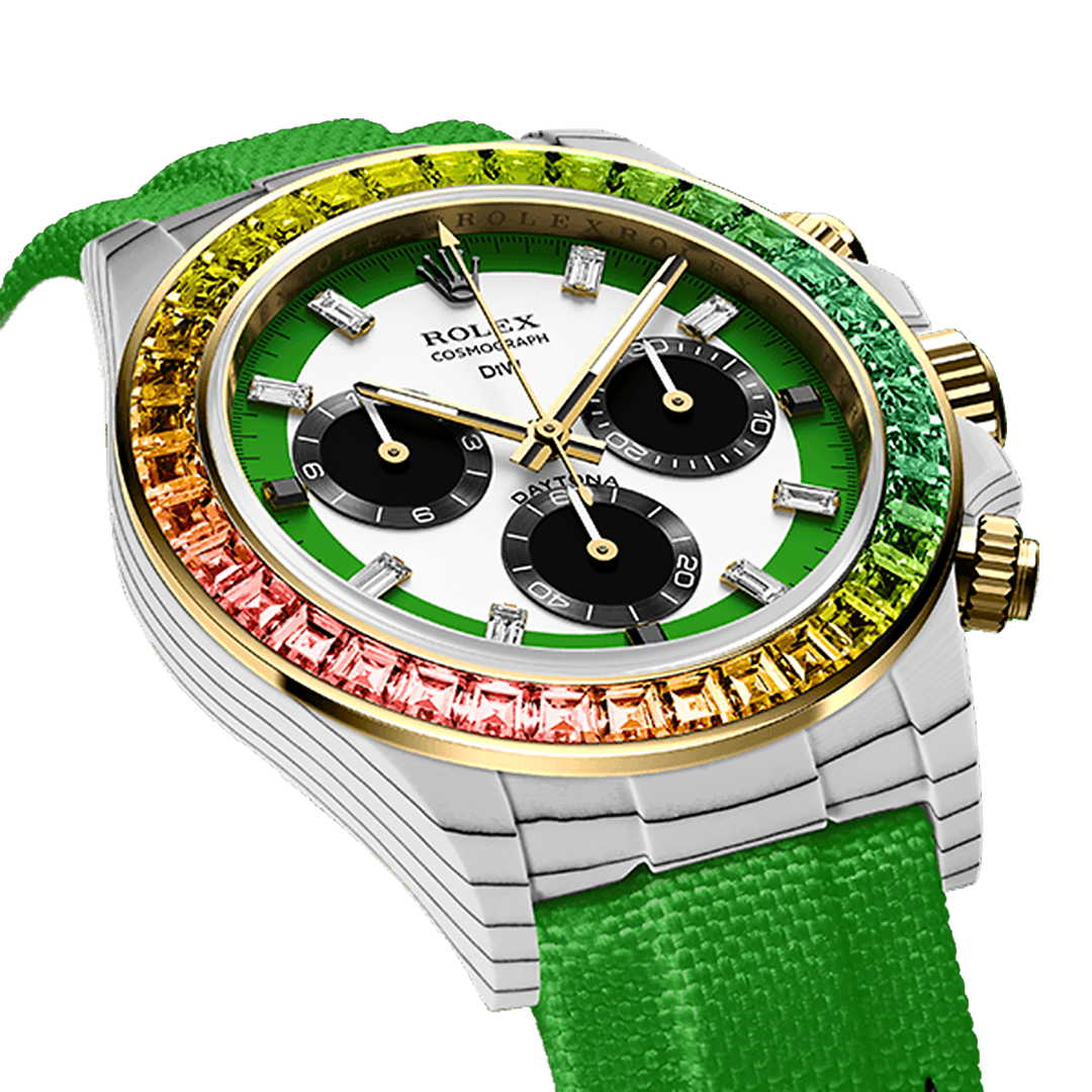 DiW Rolex Daytona RAINBOW WILD GREEN In Quartz Fiber【1:1 Replica】