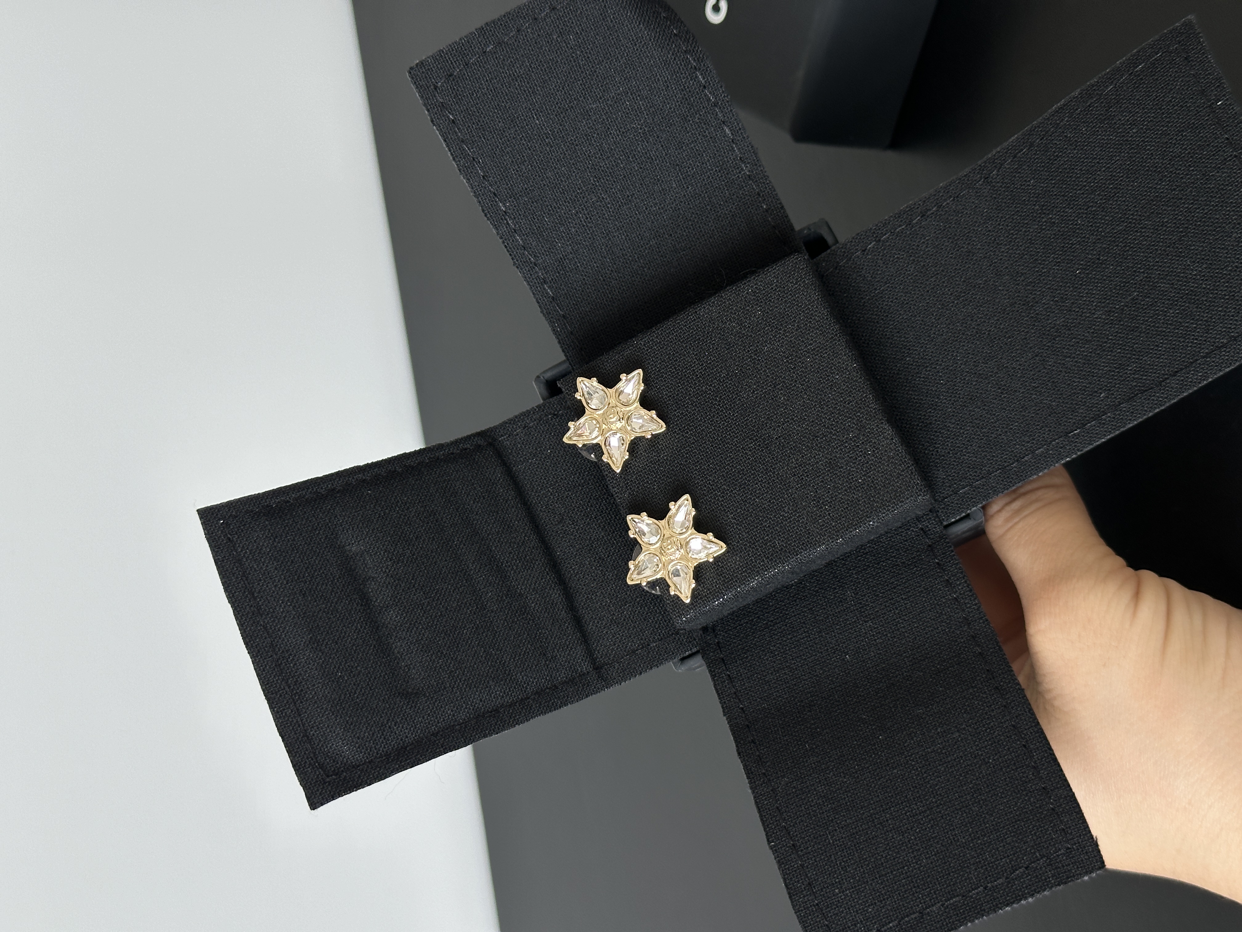 Chanel Gold-tone Star Crystal Stud Earrings