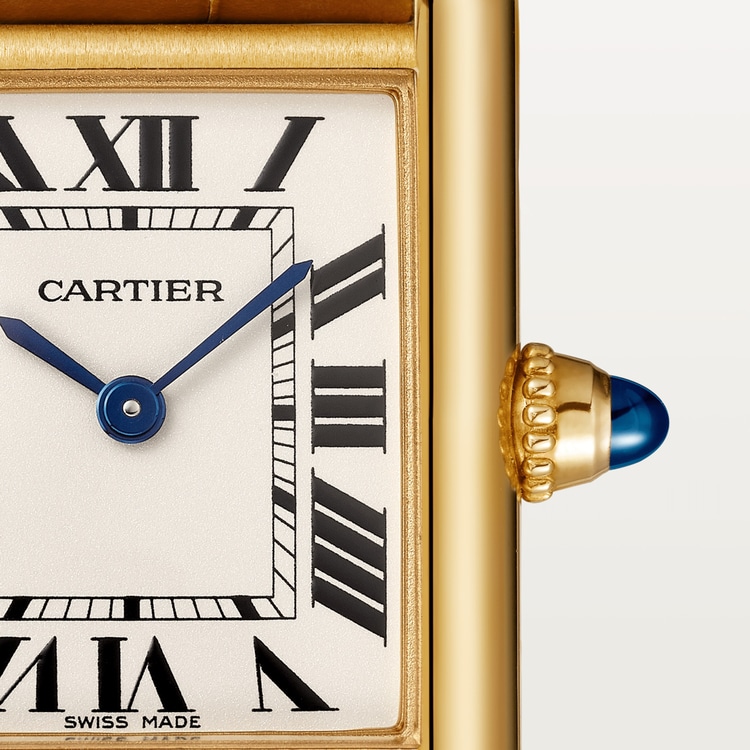 TANK LOUIS CARTIER WATCH Small model, quartz movement, yellow gold, leather【1:1 Replica】