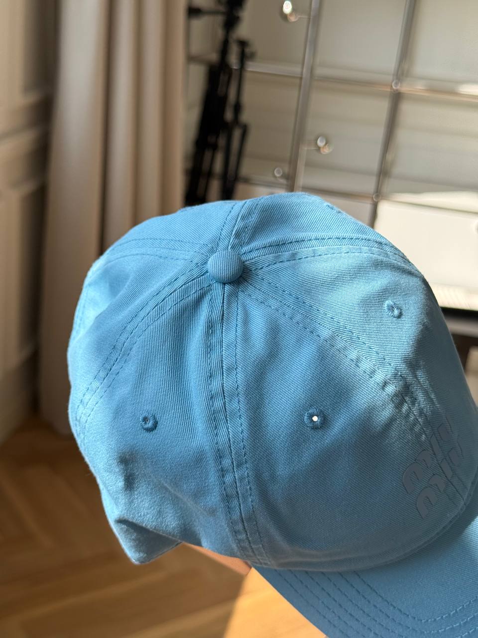 Miu Miu Cotton Baseball Cap with Logo Embossed