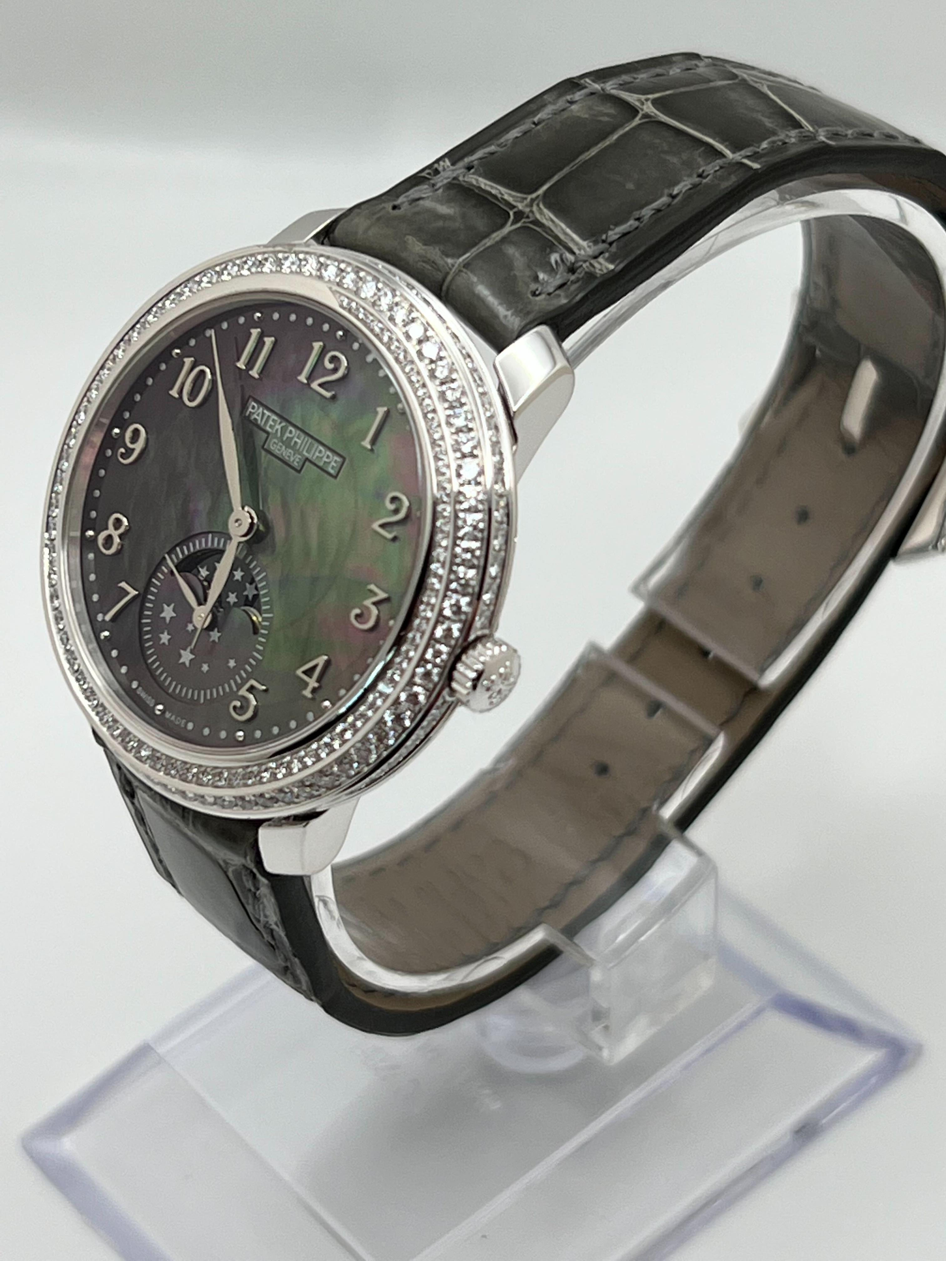 Patek Philippe Complications Moon Phase White Gold Black Tahitian Mother of Pearl Diamond 4968G-001【1:1 Replica】