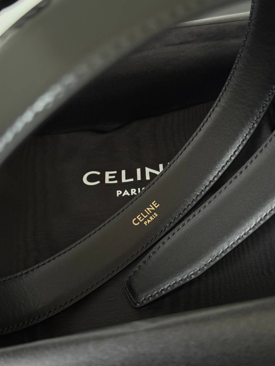 CELINE Triomphe Buckle Calfskin Leather Belt