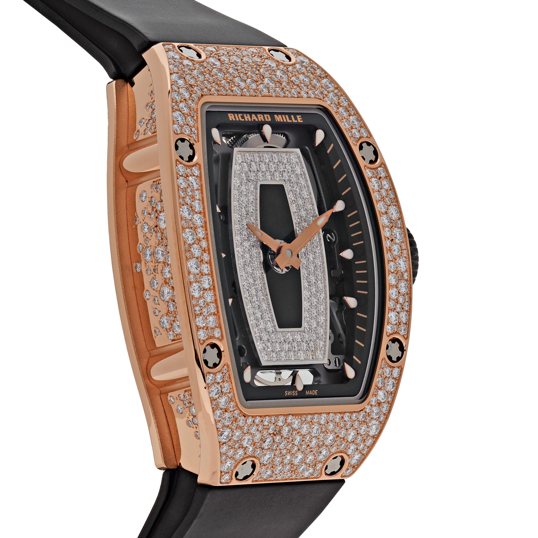 Richard Mille Ladies' Rose Gold Onyx Snow Diamond Set RM07-01【1:1 Replica】